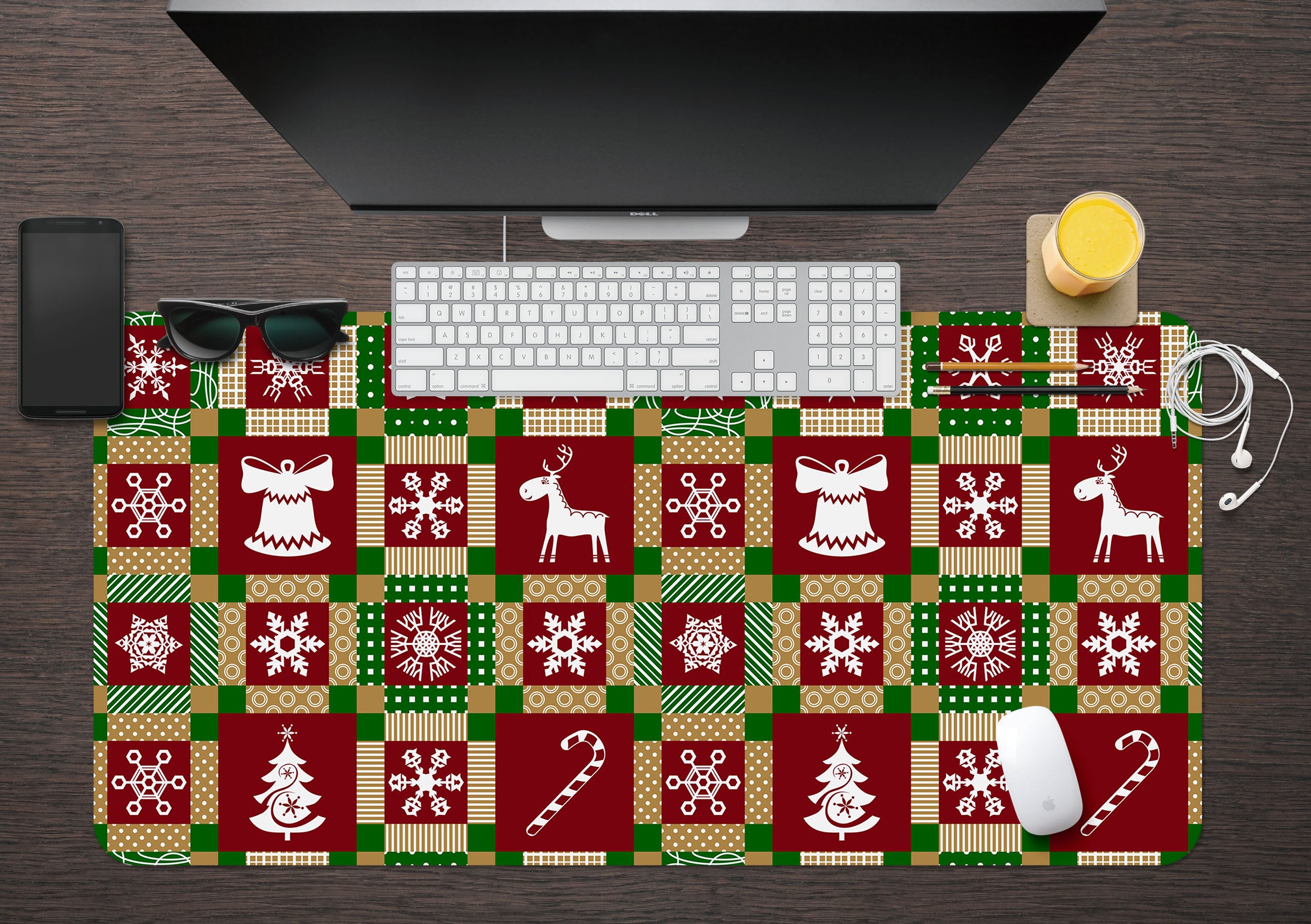 3D Red Plaid Pattern 51251 Christmas Desk Mat Xmas