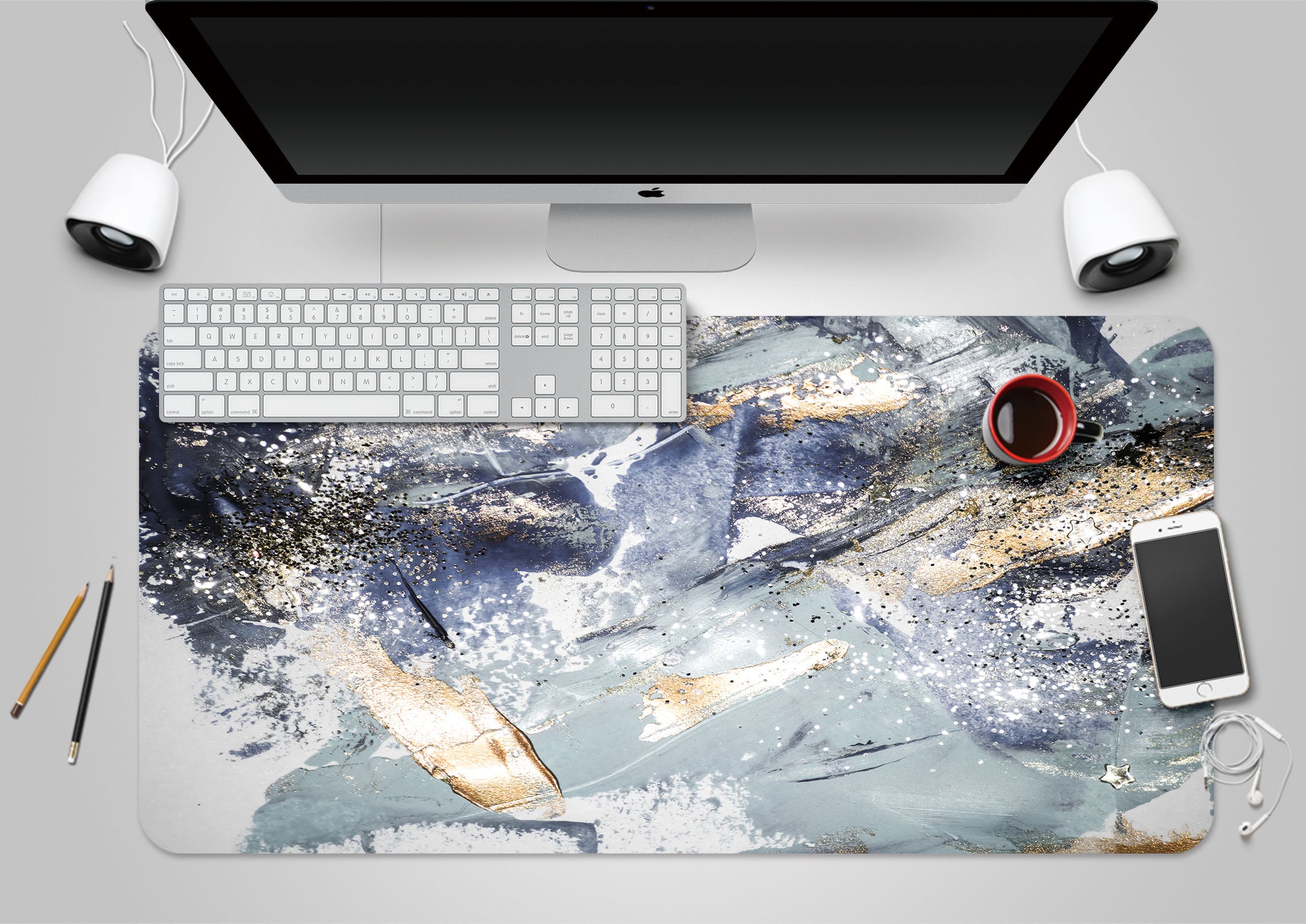 3D Grey Pattern 18026 Desk Mat