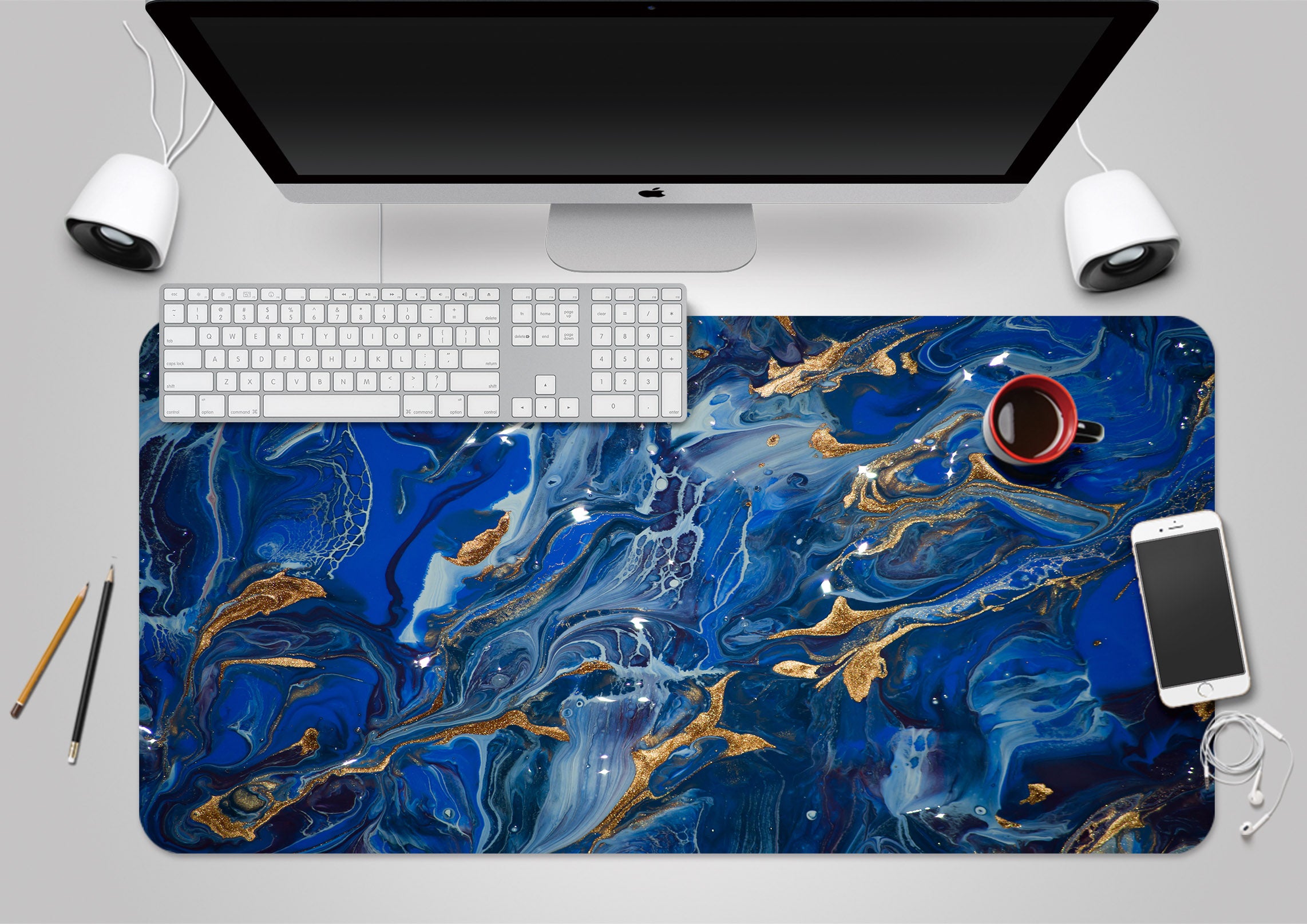 3D Dark Blue Texture 18018 Desk Mat