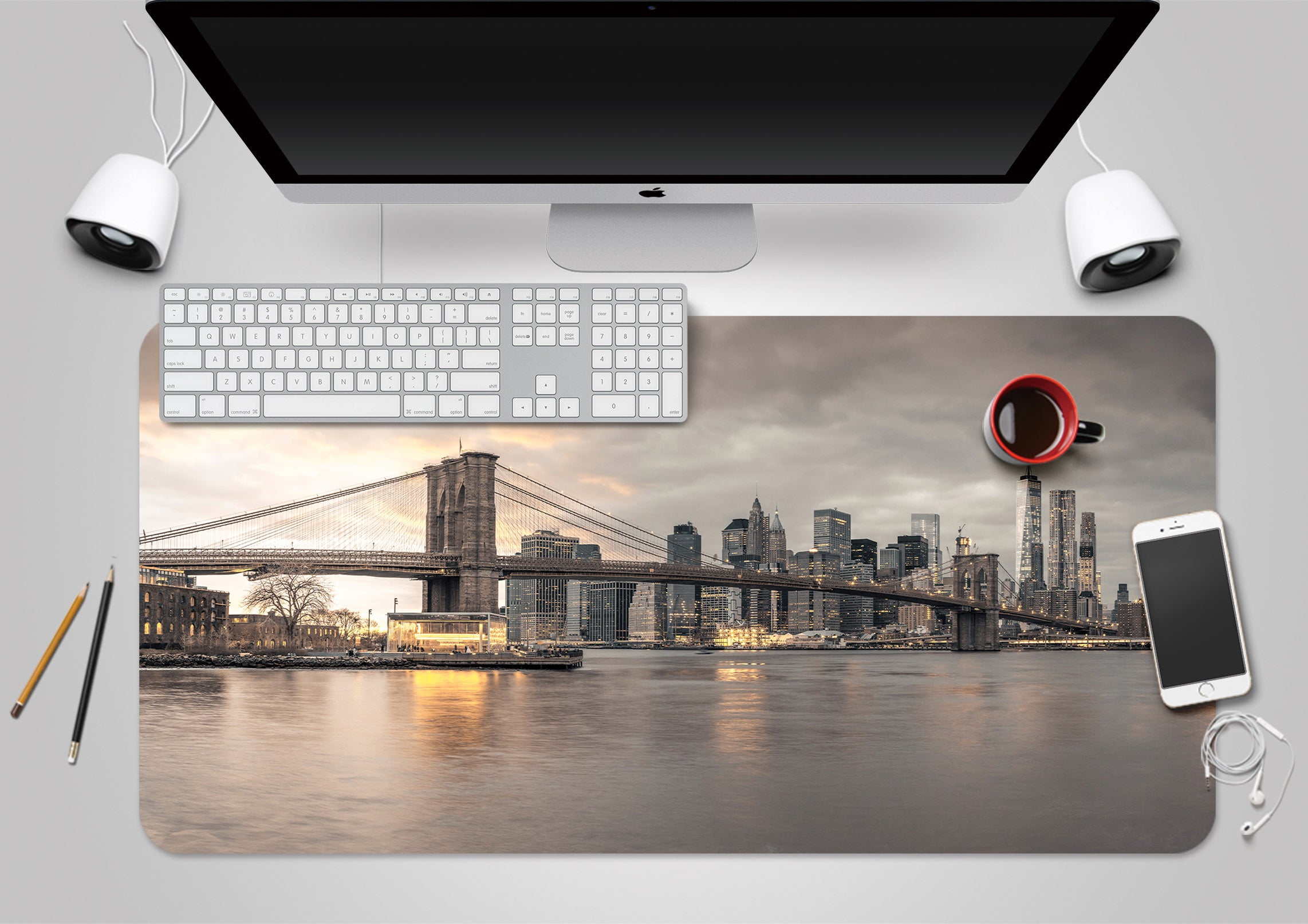 3D Bridge Sea 7745 Assaf Frank Desk Mat