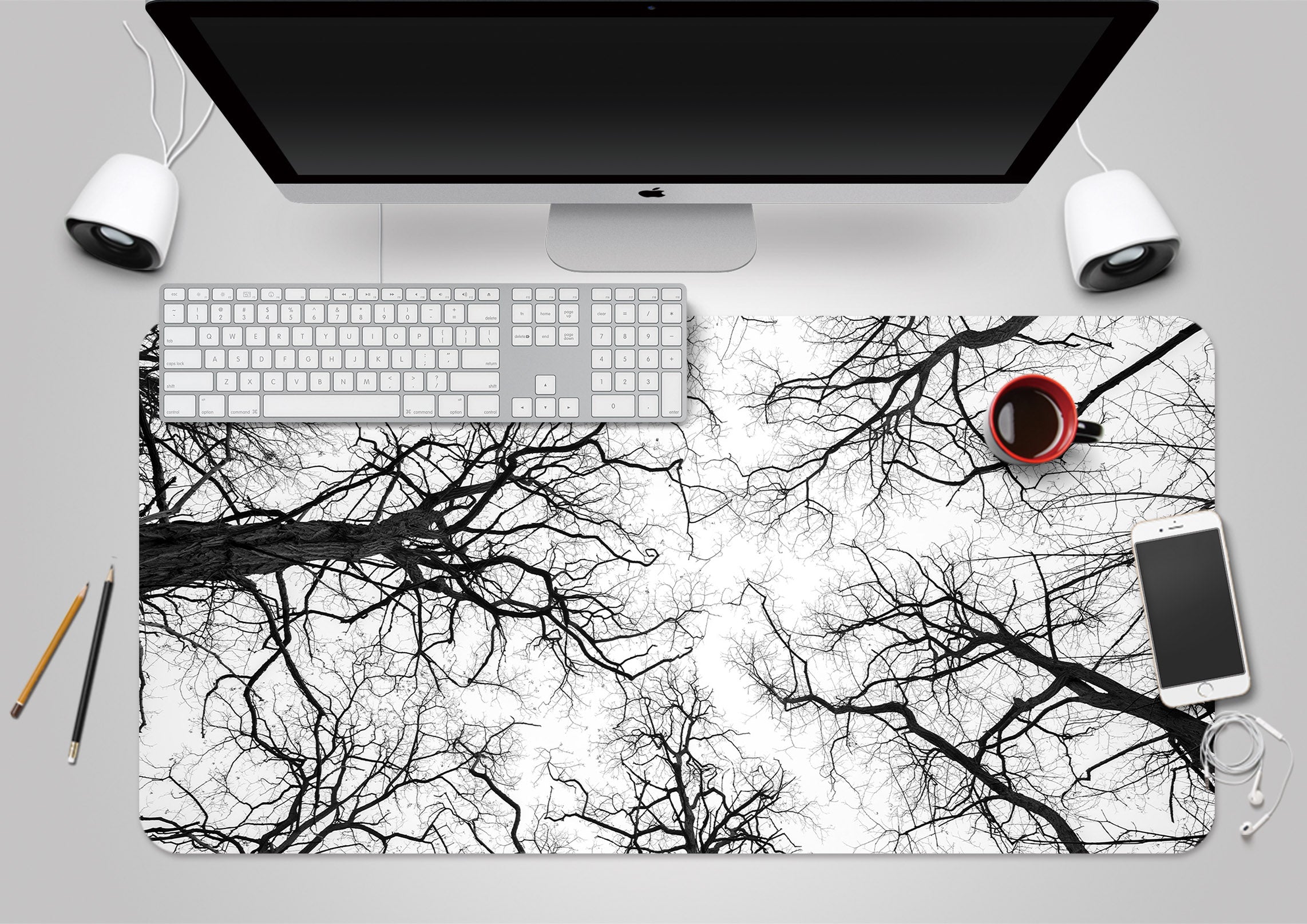 3D Black Branch 7769 Assaf Frank Desk Mat