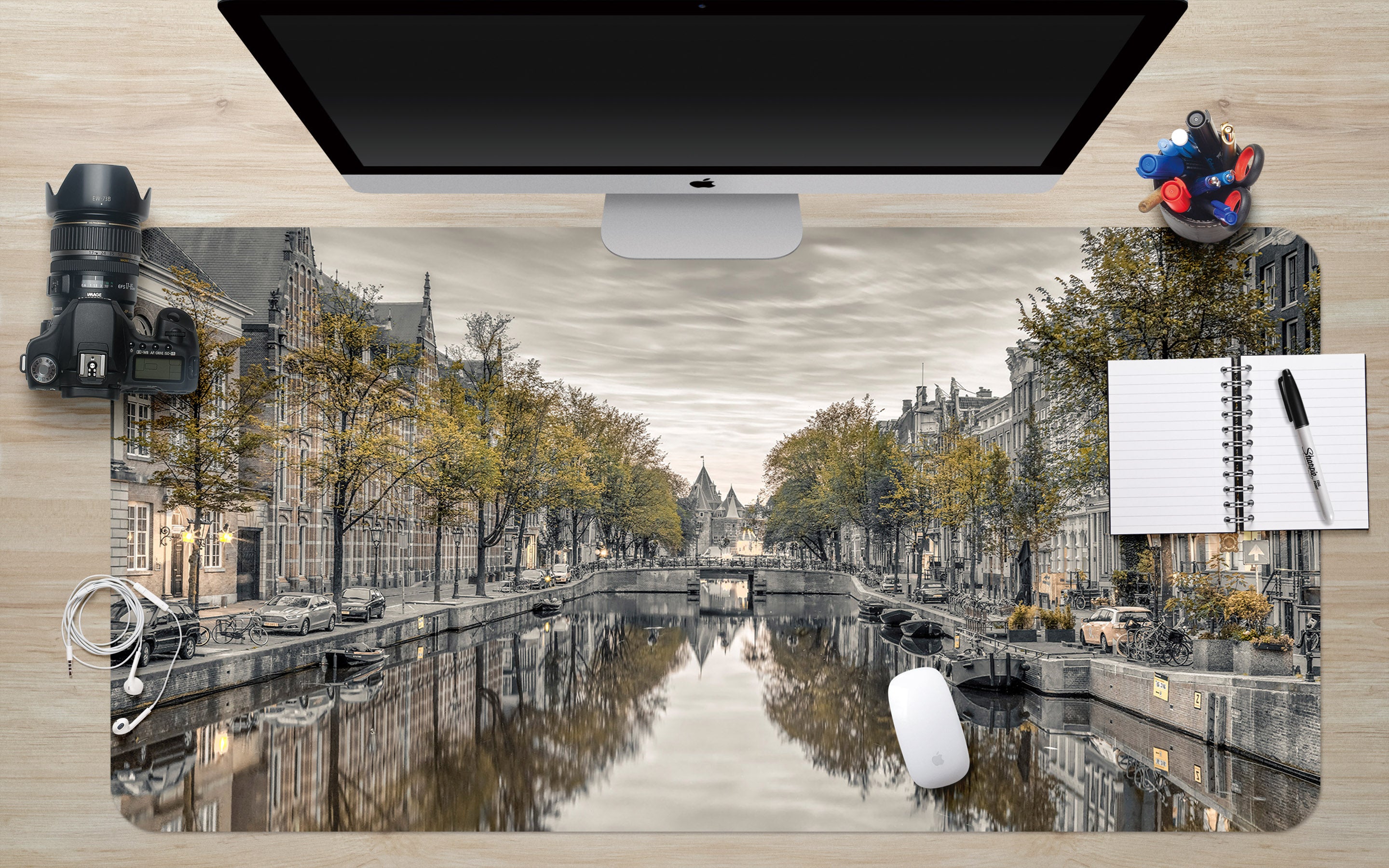 3D Small Town River 7758 Assaf Frank Desk Mat