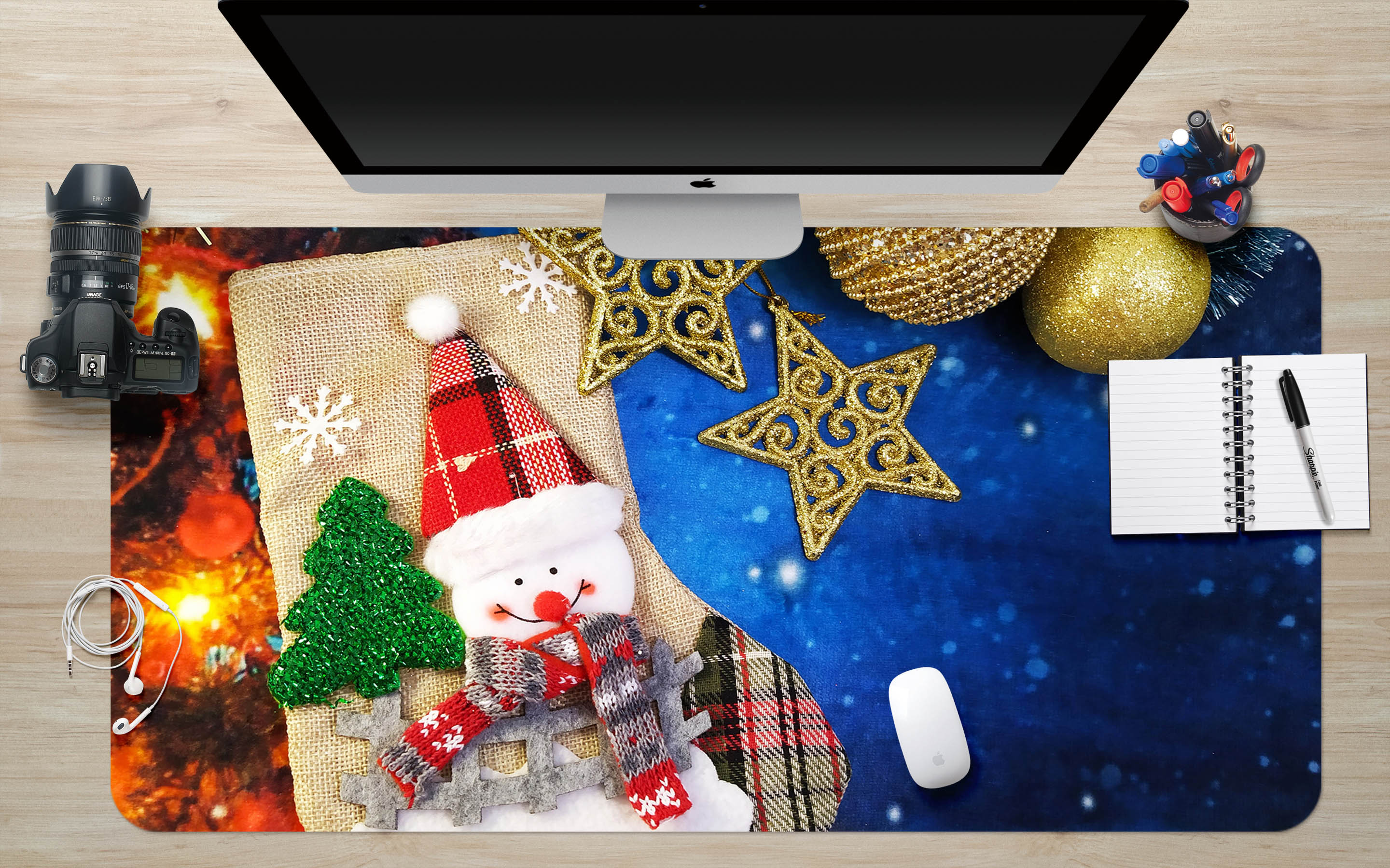 3D Snowman Pentagram 51257 Christmas Desk Mat Xmas