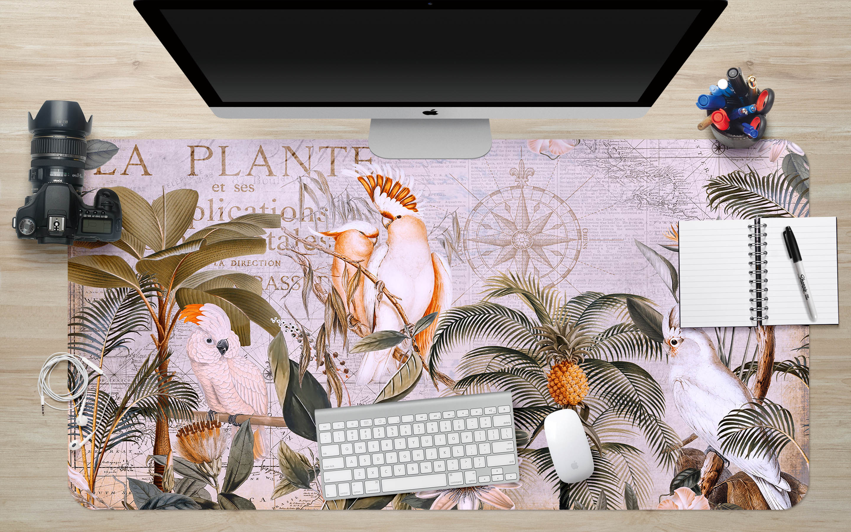 3D Pineapple Parrot 5243 Andrea Haase Desk Mat
