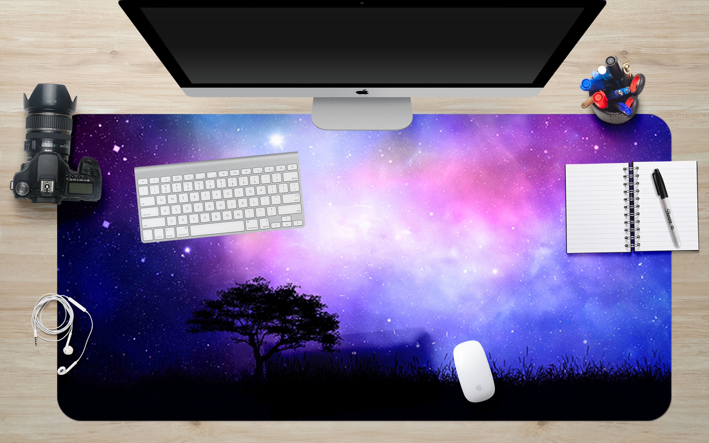 3D Starry Sky Tree 17024 Desk Mat