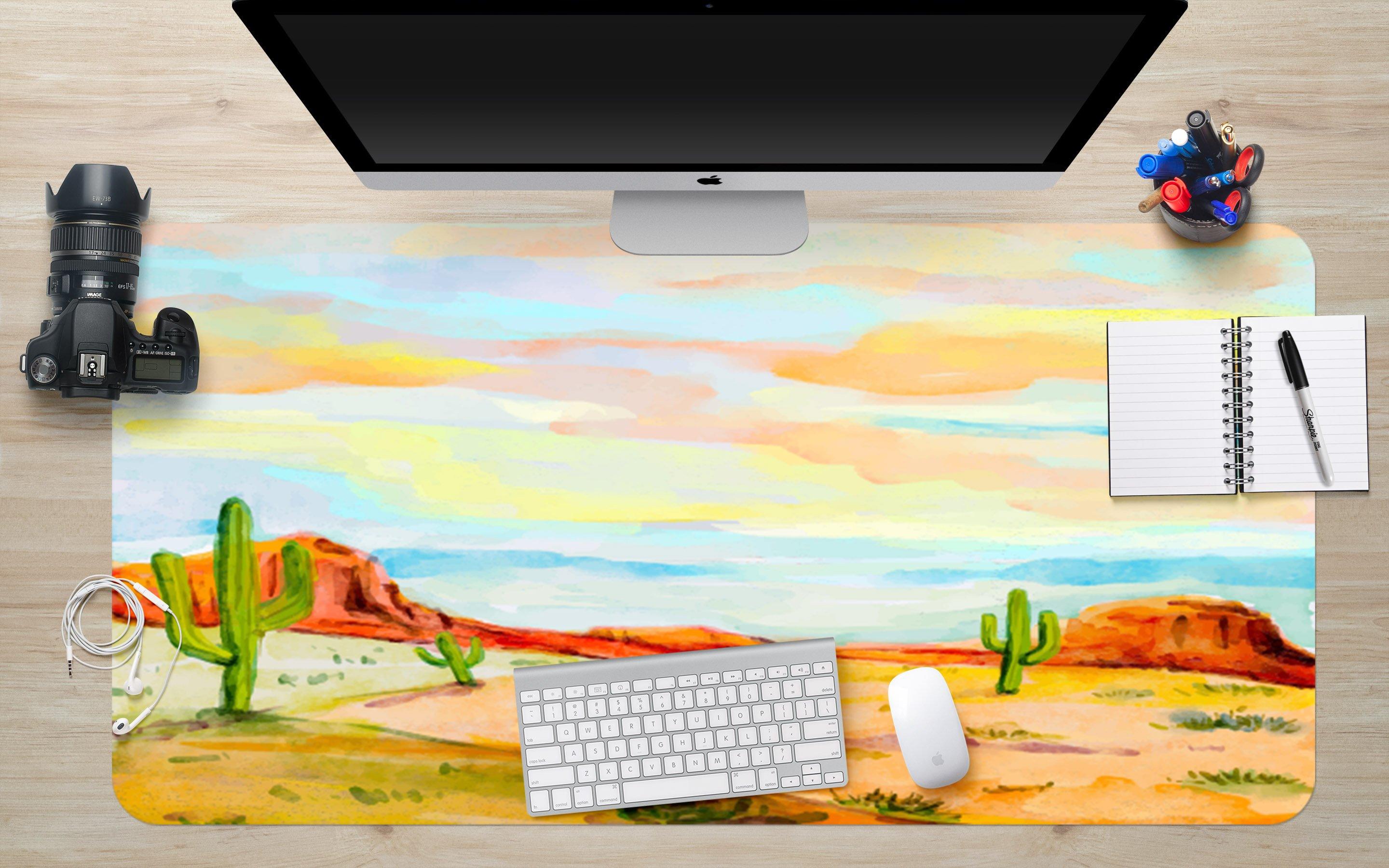 3D Desert Cactus 082 Desk Mat Mat AJ Creativity Home