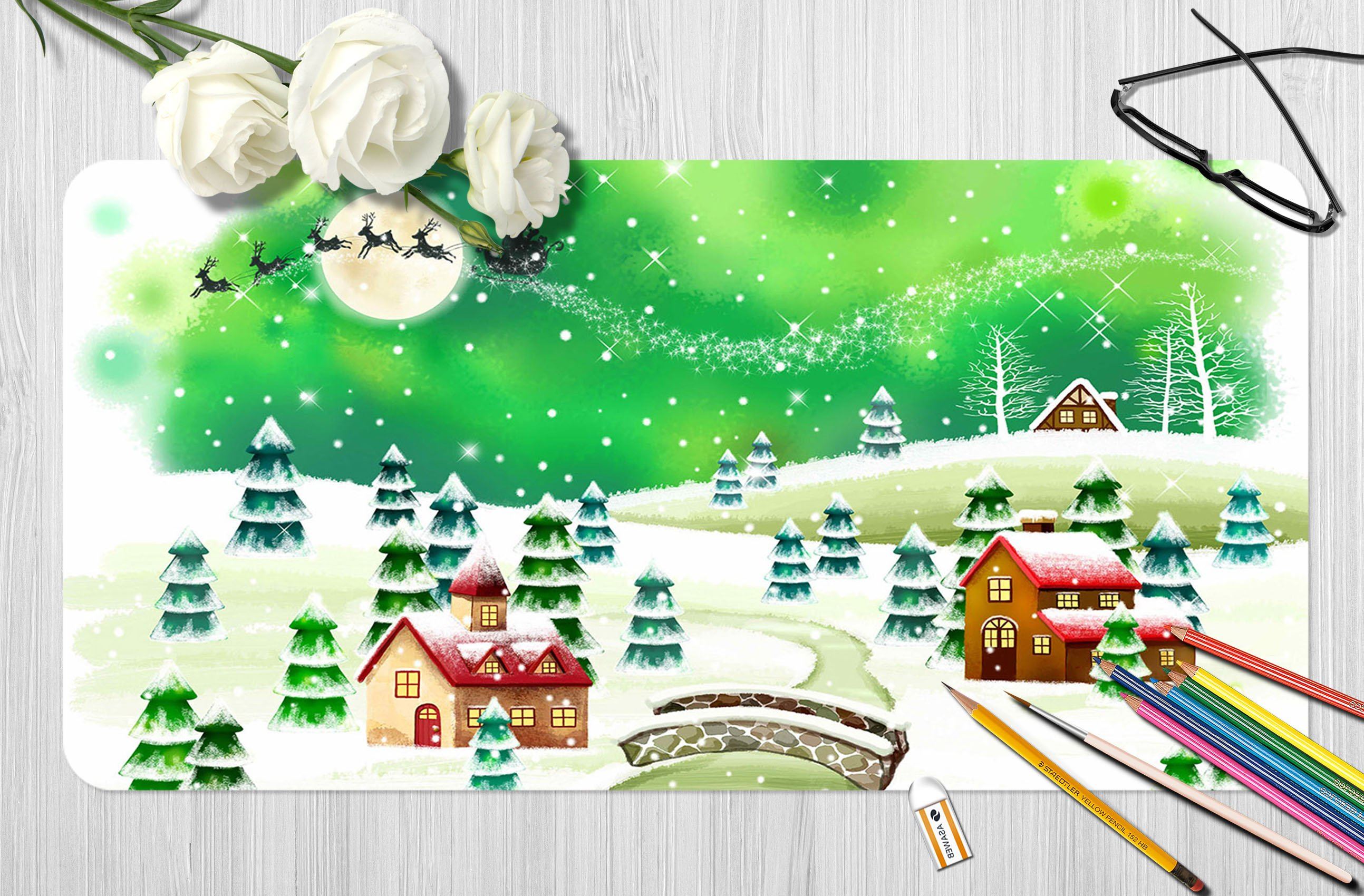 3D Snow White Village 044 Desk Mat Mat AJ Creativity Home