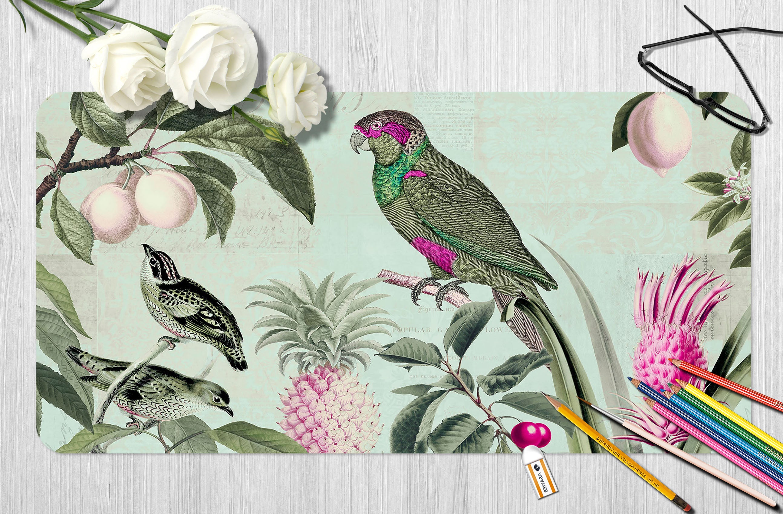 3D Parrot Fruit 999 Andrea Haase Desk Mat