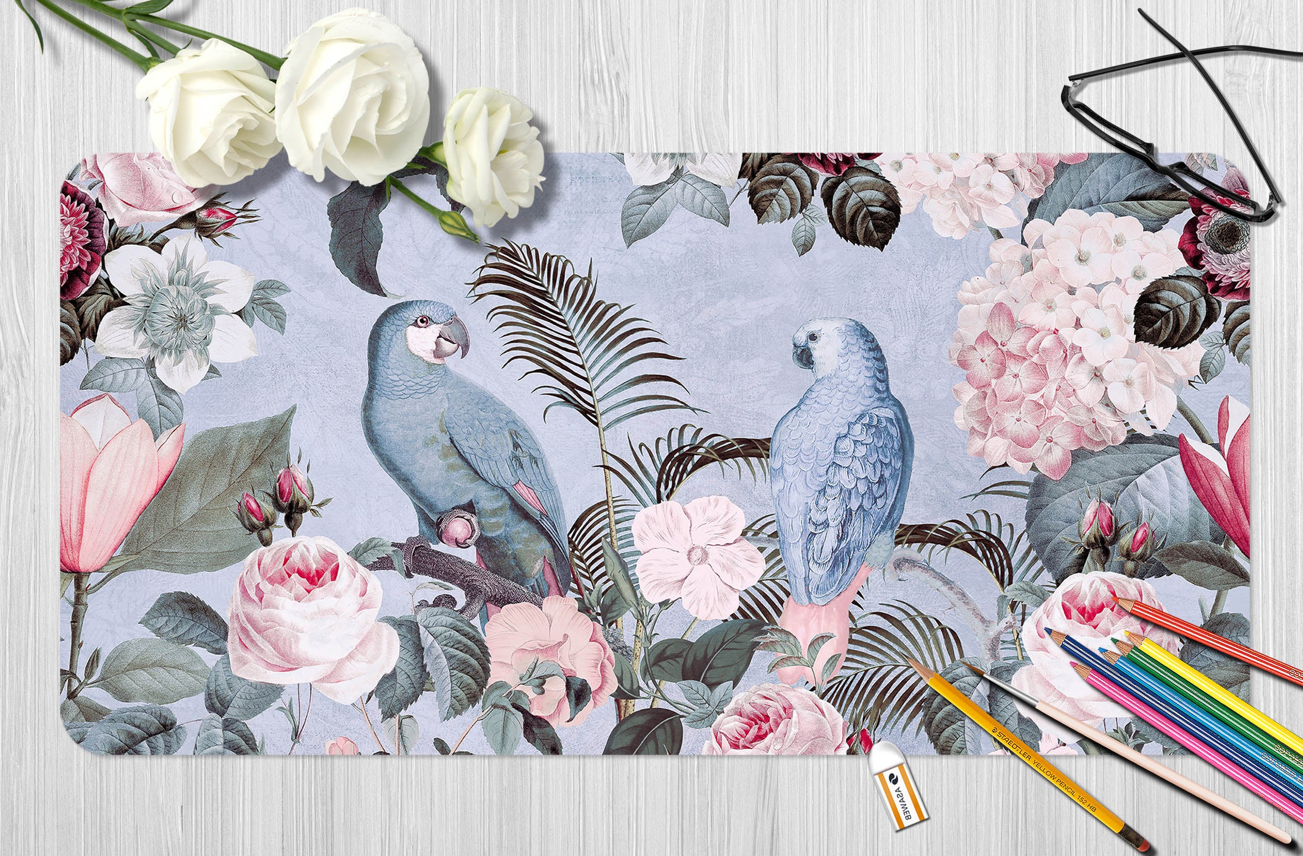 3D Branch Parrot 5229 Andrea Haase Desk Mat