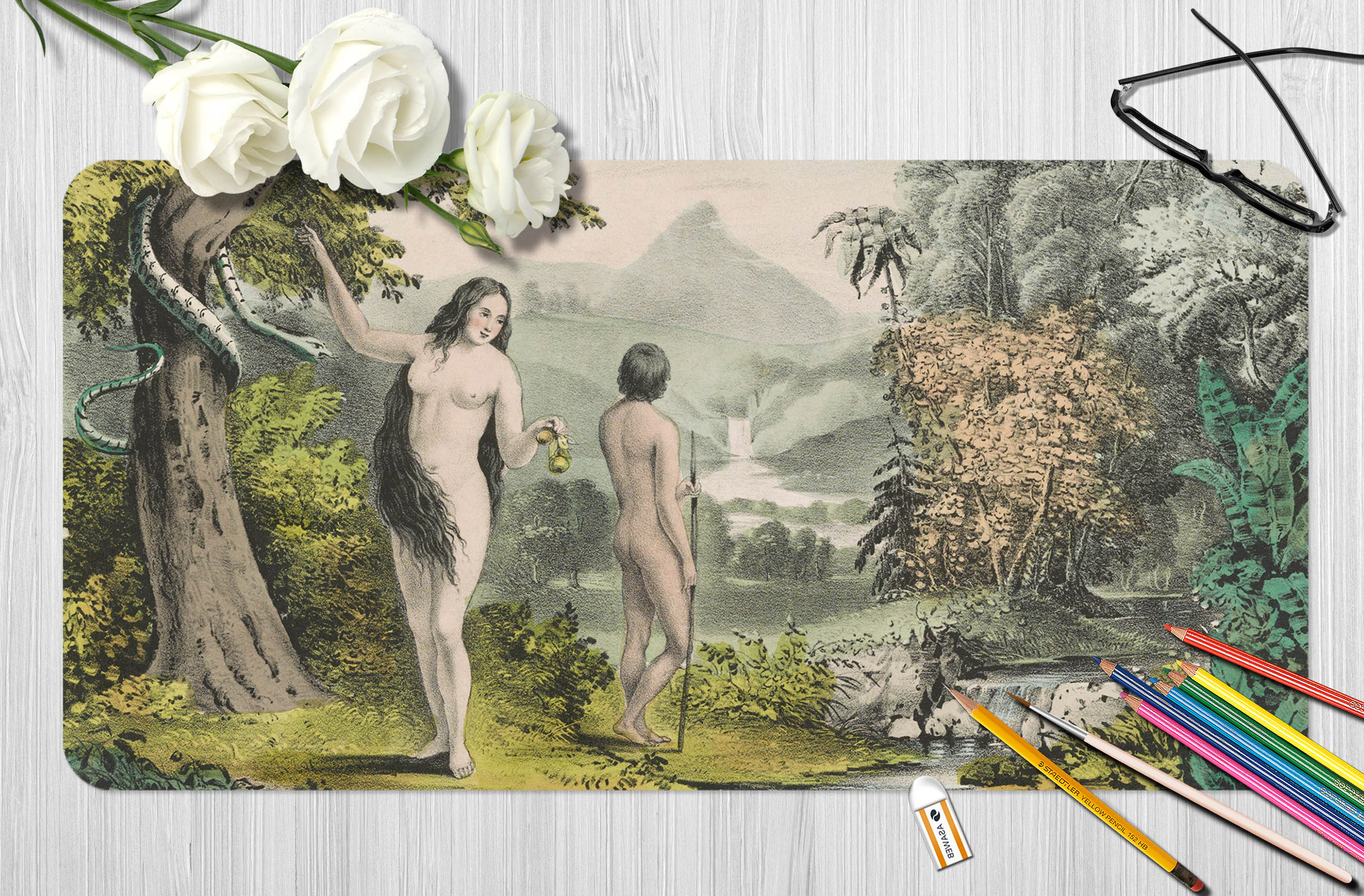 3D Forest Woman 155 Andrea Haase Desk Mat