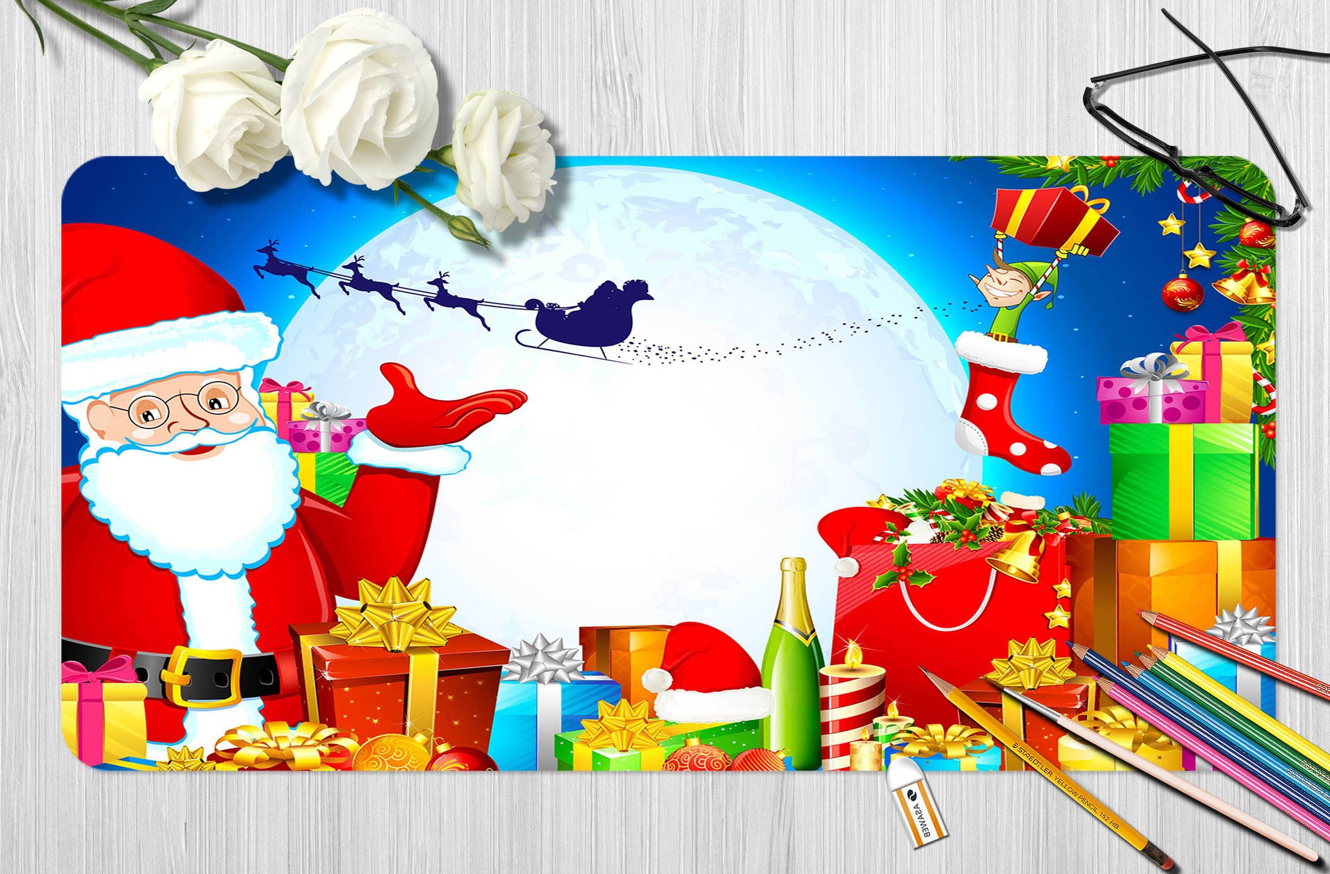 3D Gift Bell Christmas 022 Desk Mat Mat AJ Creativity Home