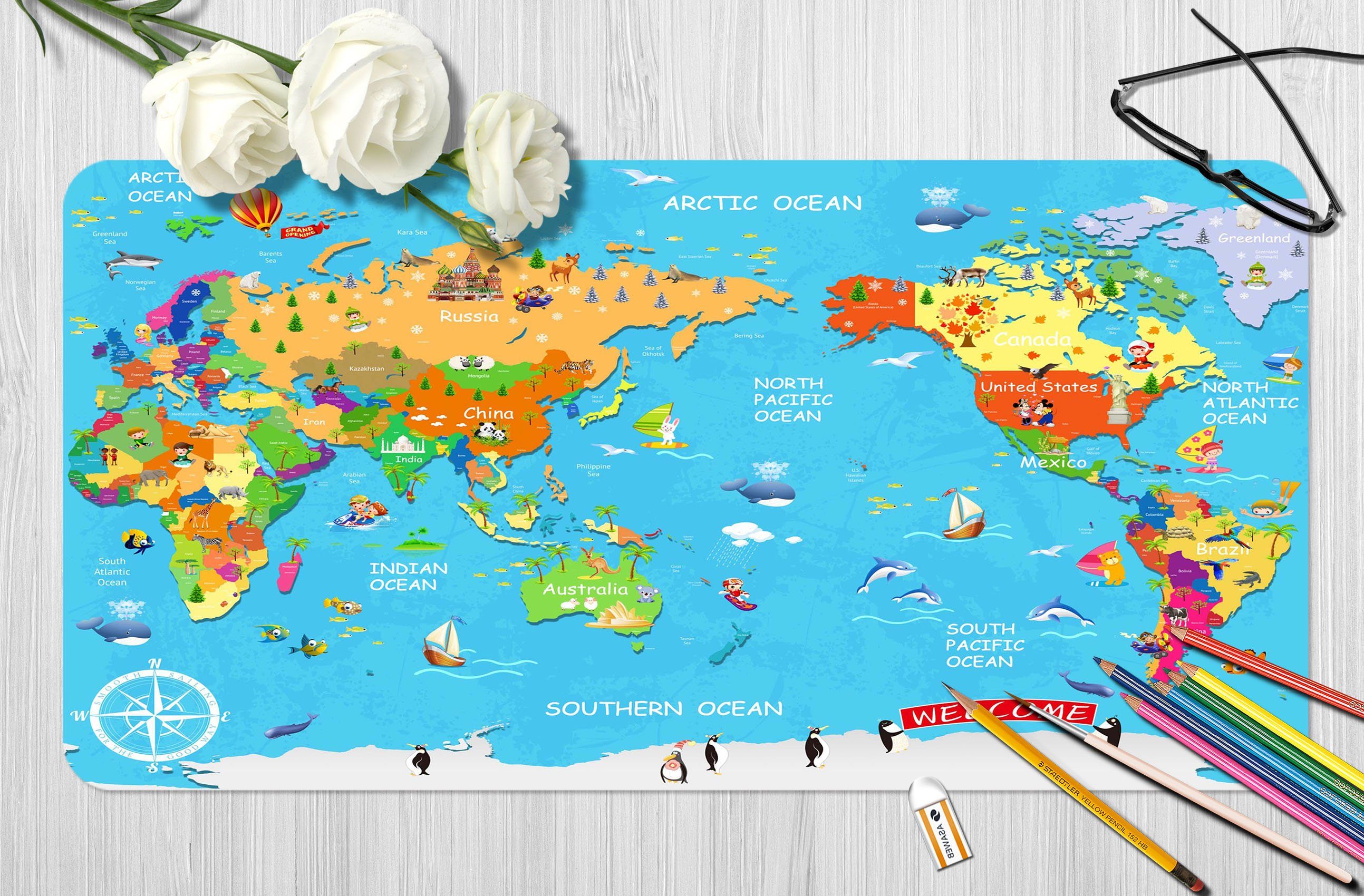 3D Color Map 027 Desk Mat Mat AJ Creativity Home