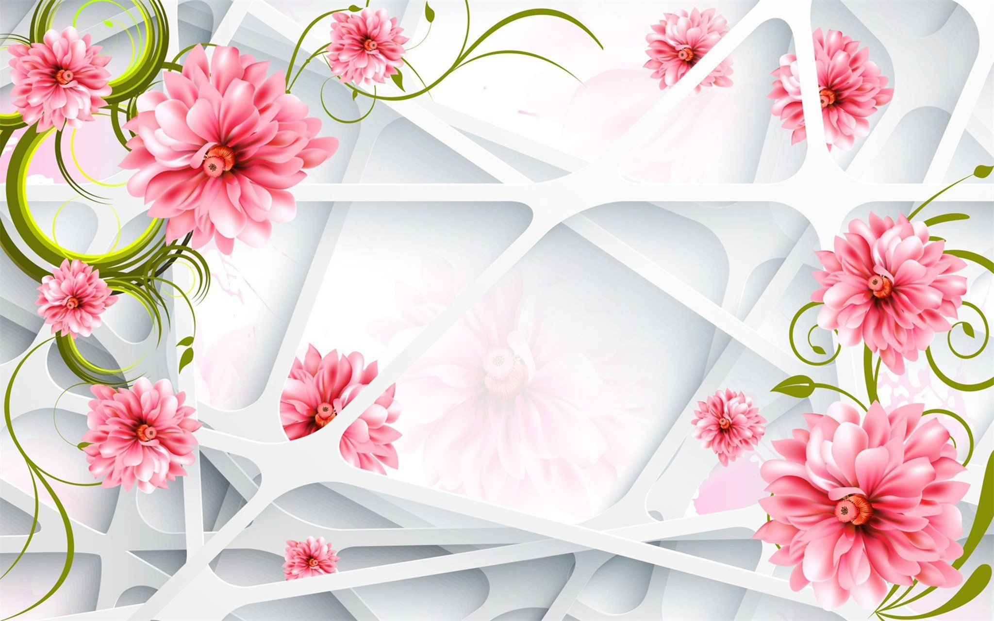 Flowers And Lattices Wallpaper AJ Wallpaper 