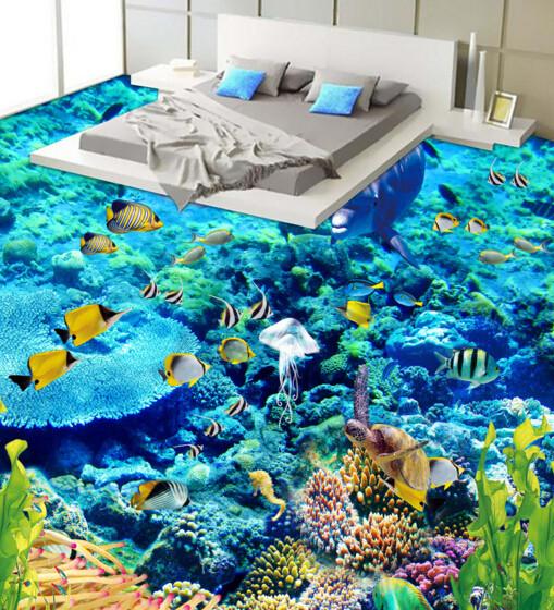 3D Beautiful Coral Sea Floor Mural Wallpaper AJ Wallpaper 2
