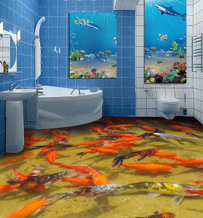 3D Moving Fish Floor Mural Wallpaper AJ Wallpaper 2
