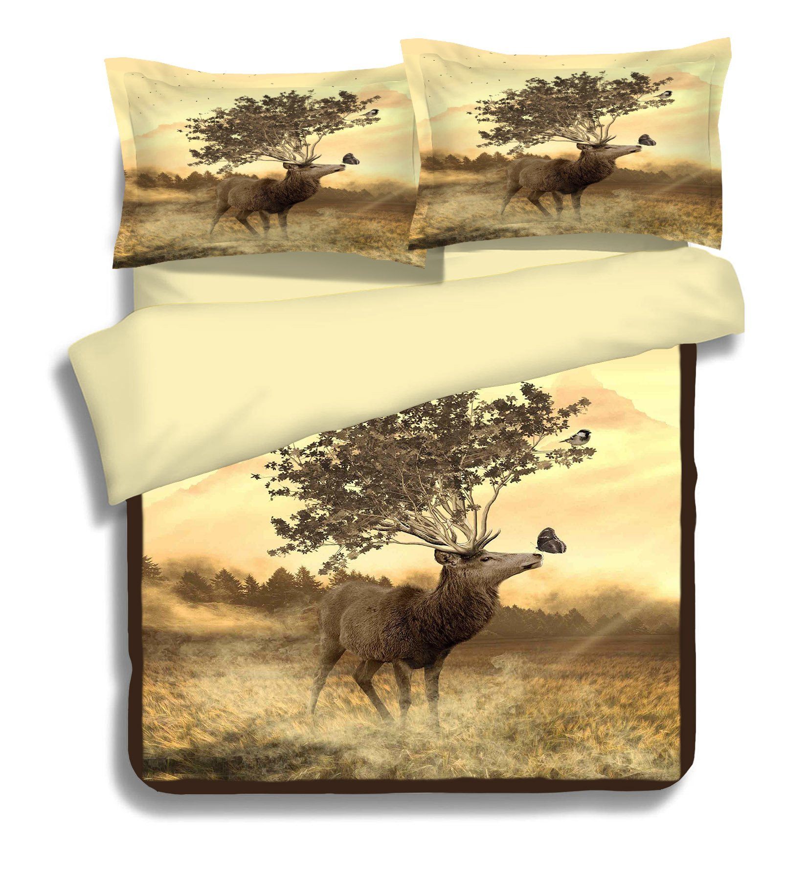 3D Deer Tree 129 Bed Pillowcases Quilt Wallpaper AJ Wallpaper