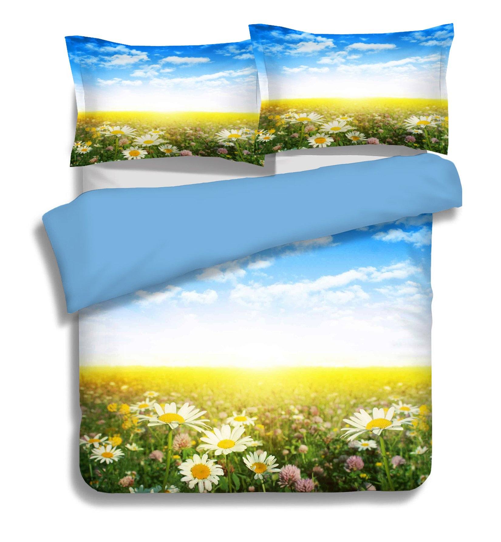 3D Flower Field Sky 081 Bed Pillowcases Quilt Wallpaper AJ Wallpaper
