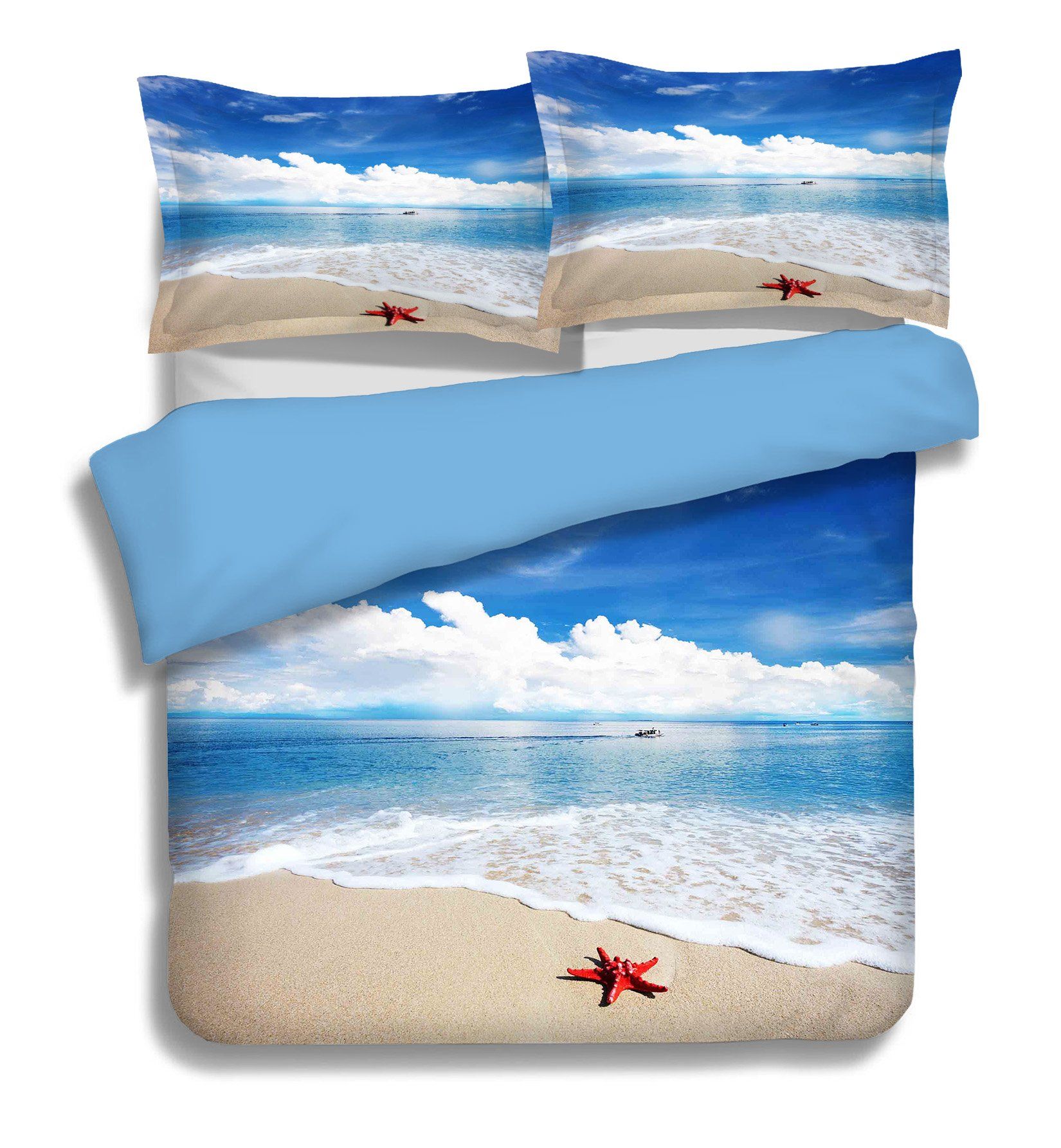 3D Beach Red Starfish 220 Bed Pillowcases Quilt Wallpaper AJ Wallpaper