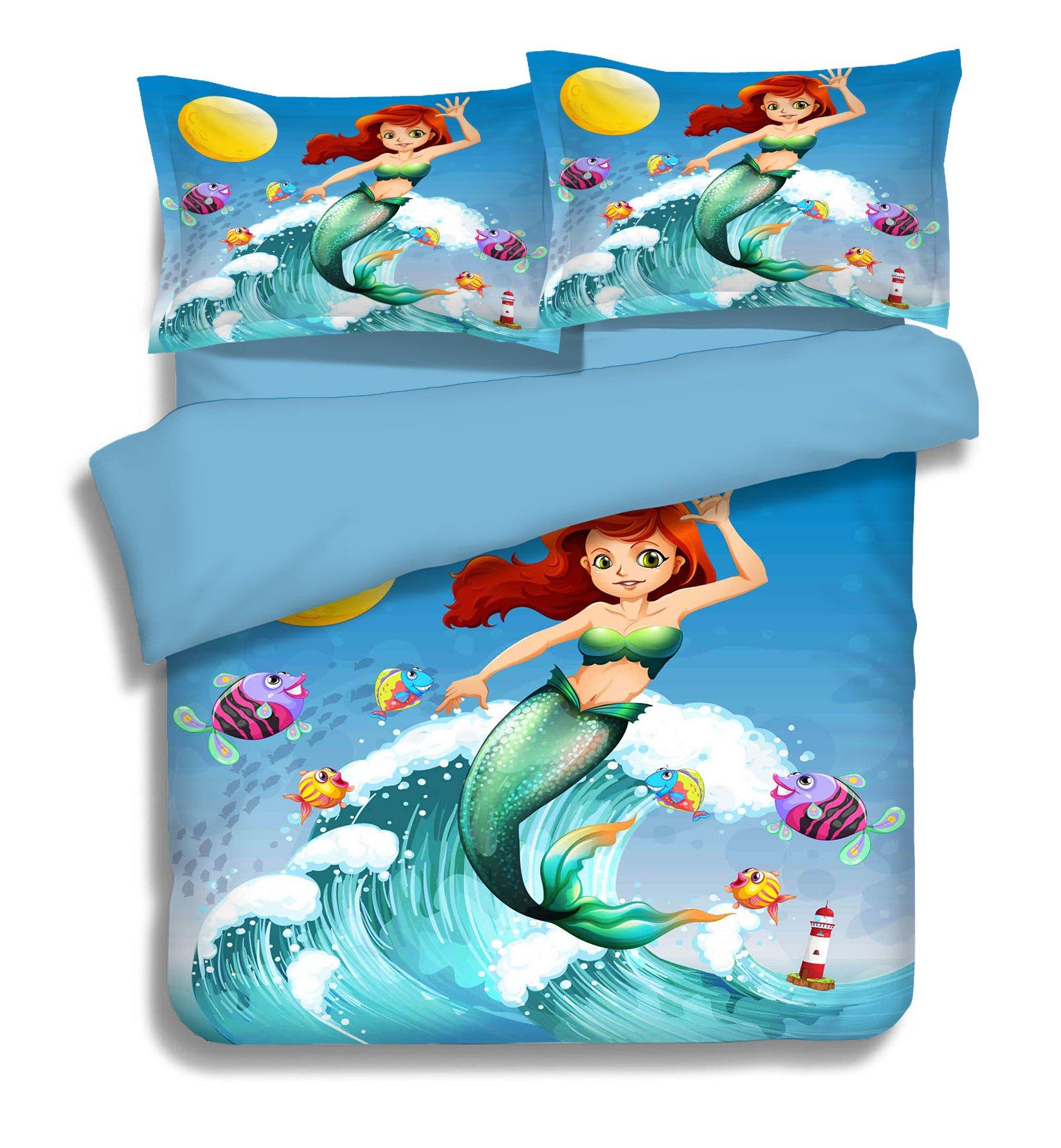 3D Sea Wave Mermaid 342 Bed Pillowcases Quilt Wallpaper AJ Wallpaper