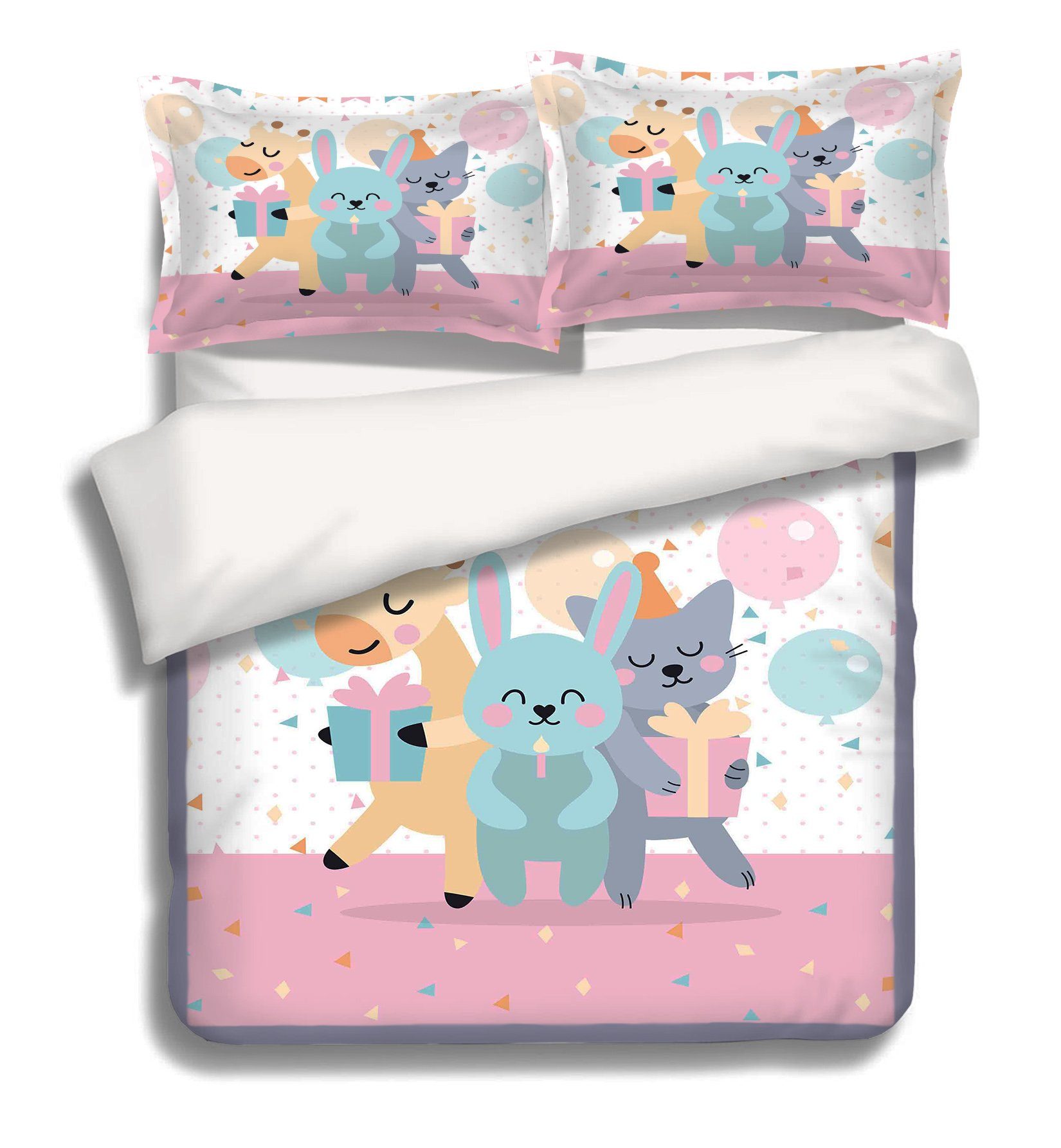 3D Animal Party 056 Bed Pillowcases Quilt Wallpaper AJ Wallpaper