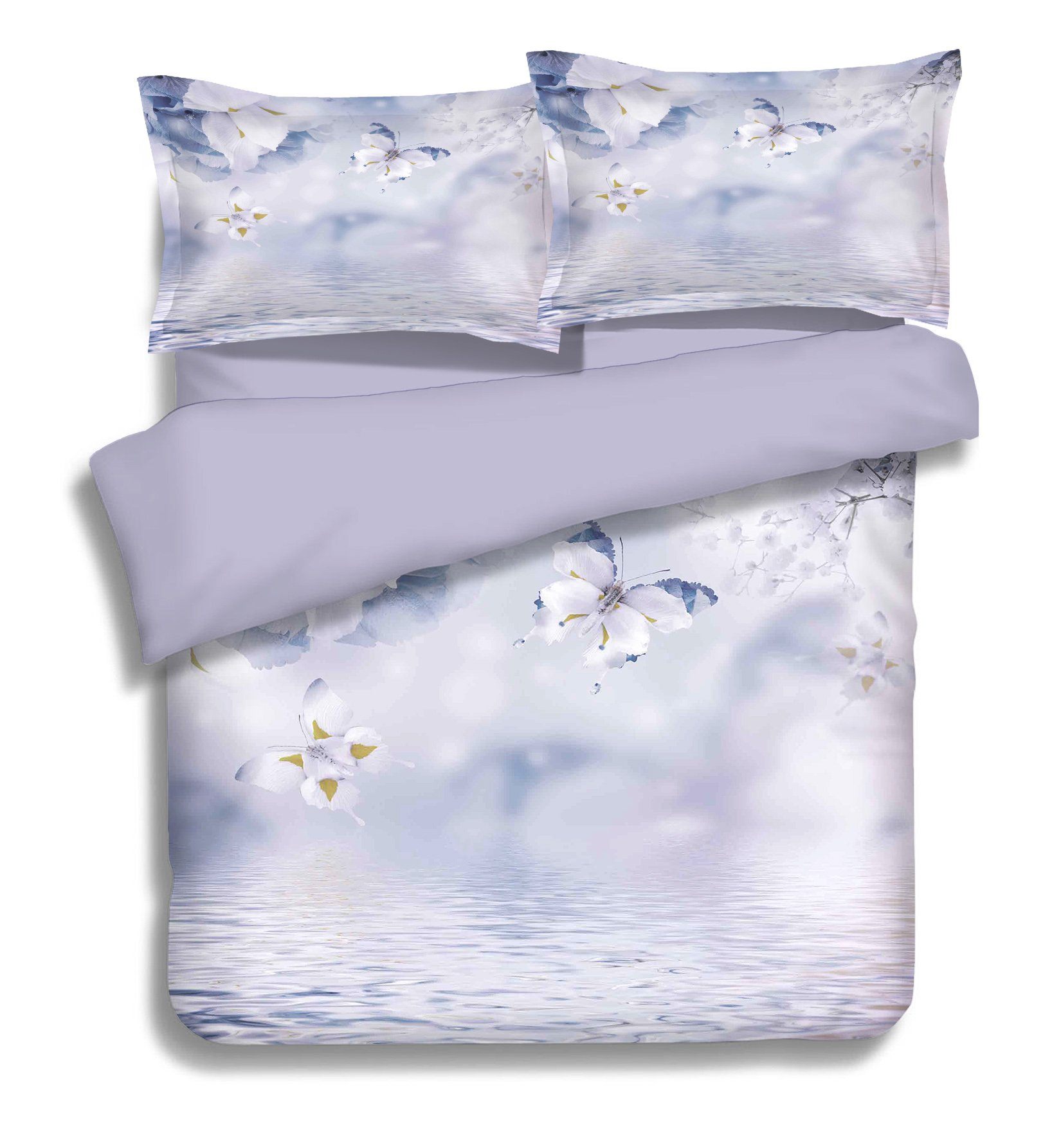 3D Water Face Flying Butterflies 286 Bed Pillowcases Quilt Wallpaper AJ Wallpaper