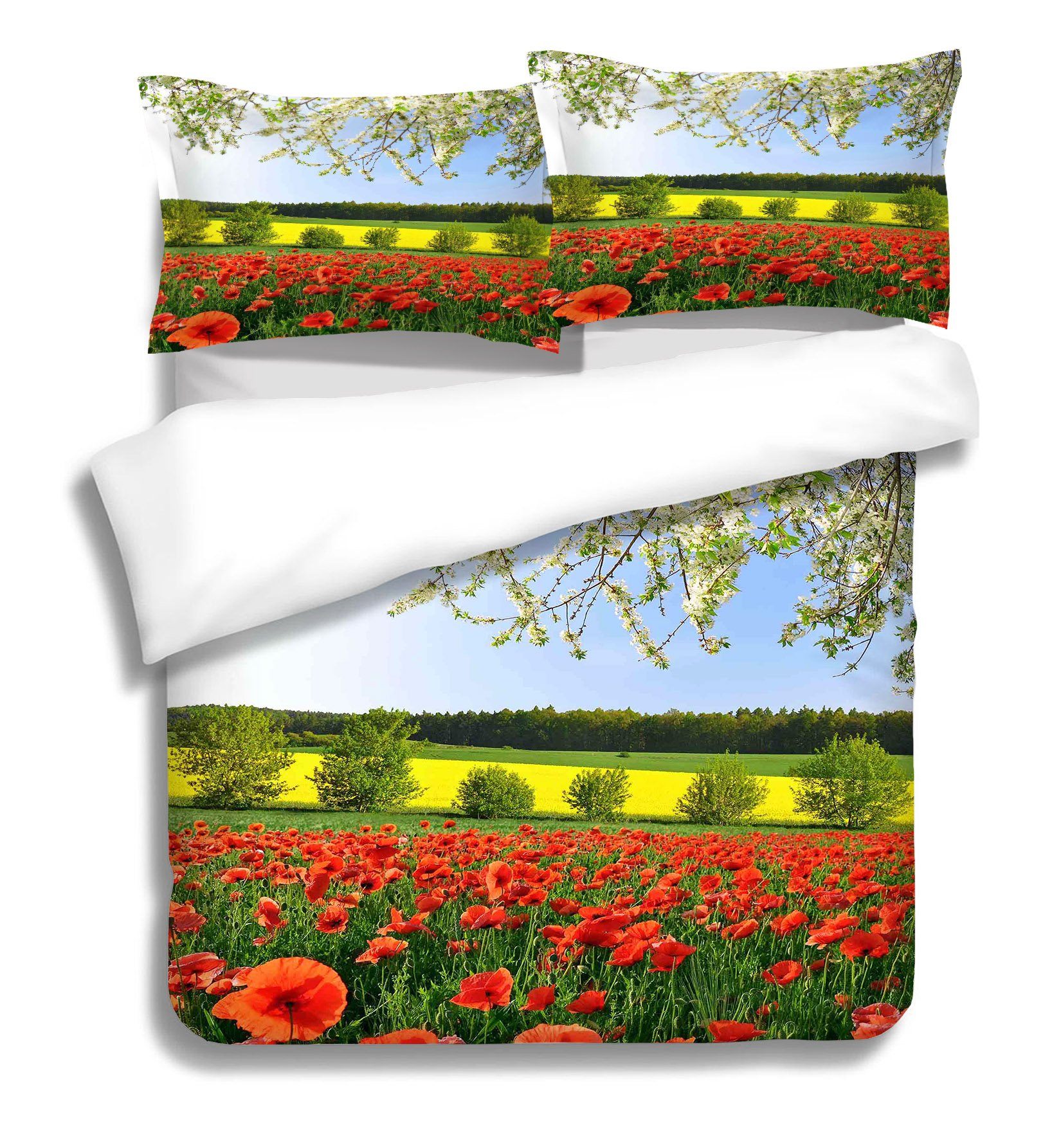 3D Safflower Field 170 Bed Pillowcases Quilt Wallpaper AJ Wallpaper