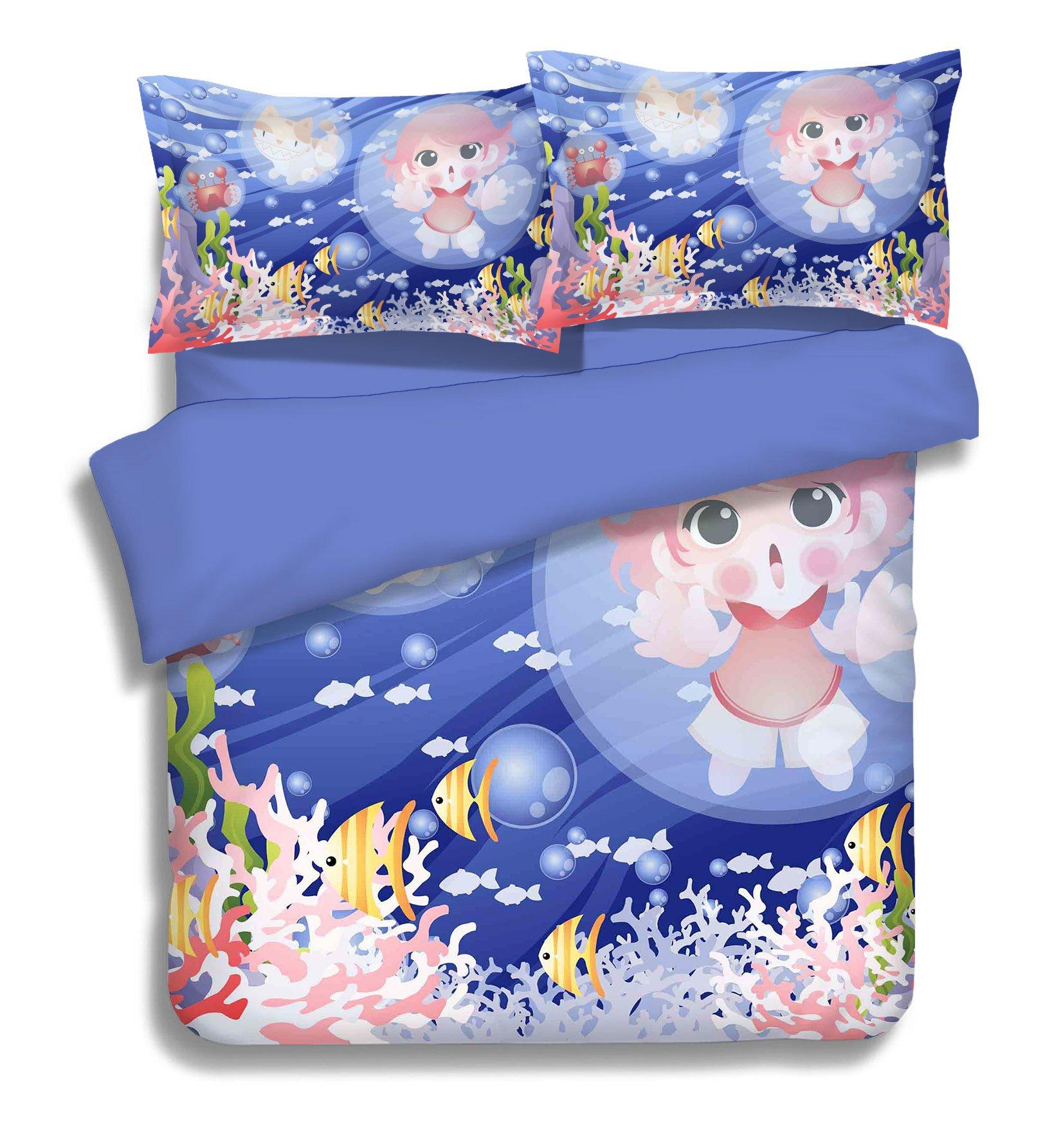 3D Ocean Kid And Cat 240 Bed Pillowcases Quilt Wallpaper AJ Wallpaper