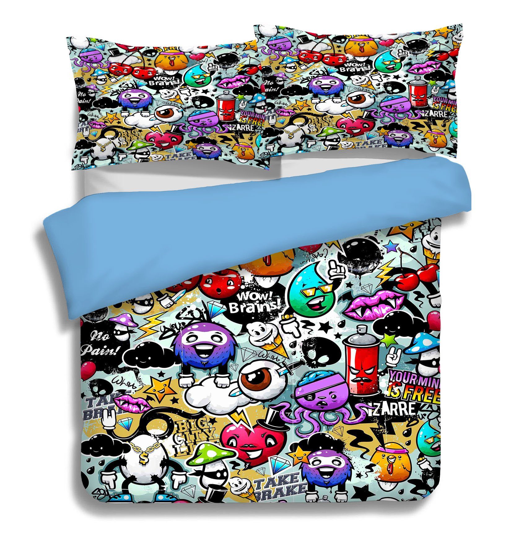 3D Graffiti Cartoon 221 Bed Pillowcases Quilt Wallpaper AJ Wallpaper