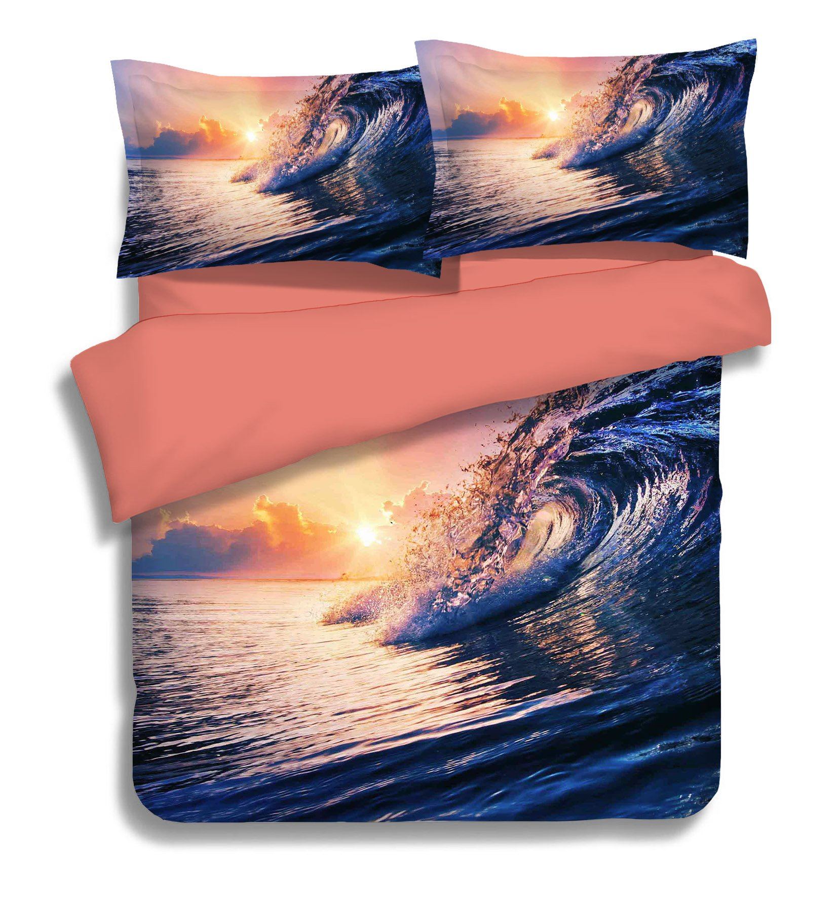 3D Sea Sunset Wave 251 Bed Pillowcases Quilt Wallpaper AJ Wallpaper
