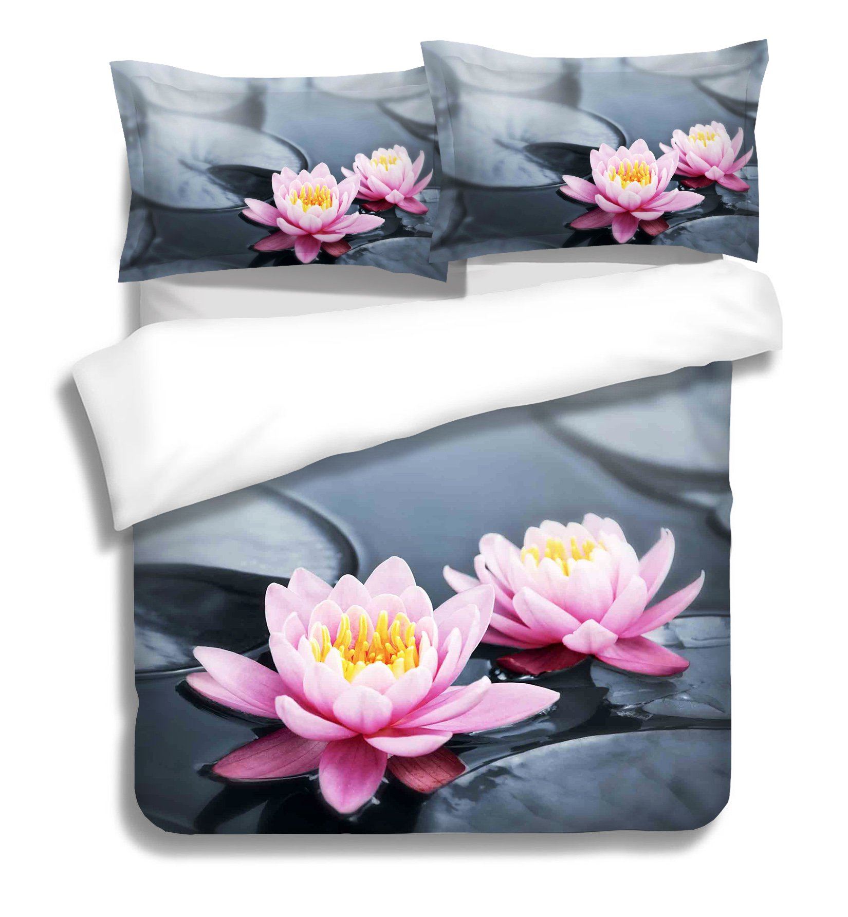 3D Lotus Beautiful 080 Bed Pillowcases Quilt Wallpaper AJ Wallpaper