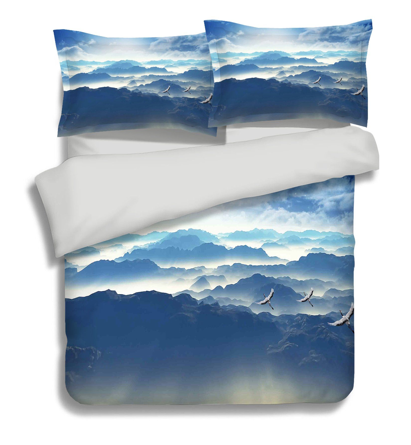 3D Mountains Flying Birds 232 Bed Pillowcases Quilt Wallpaper AJ Wallpaper