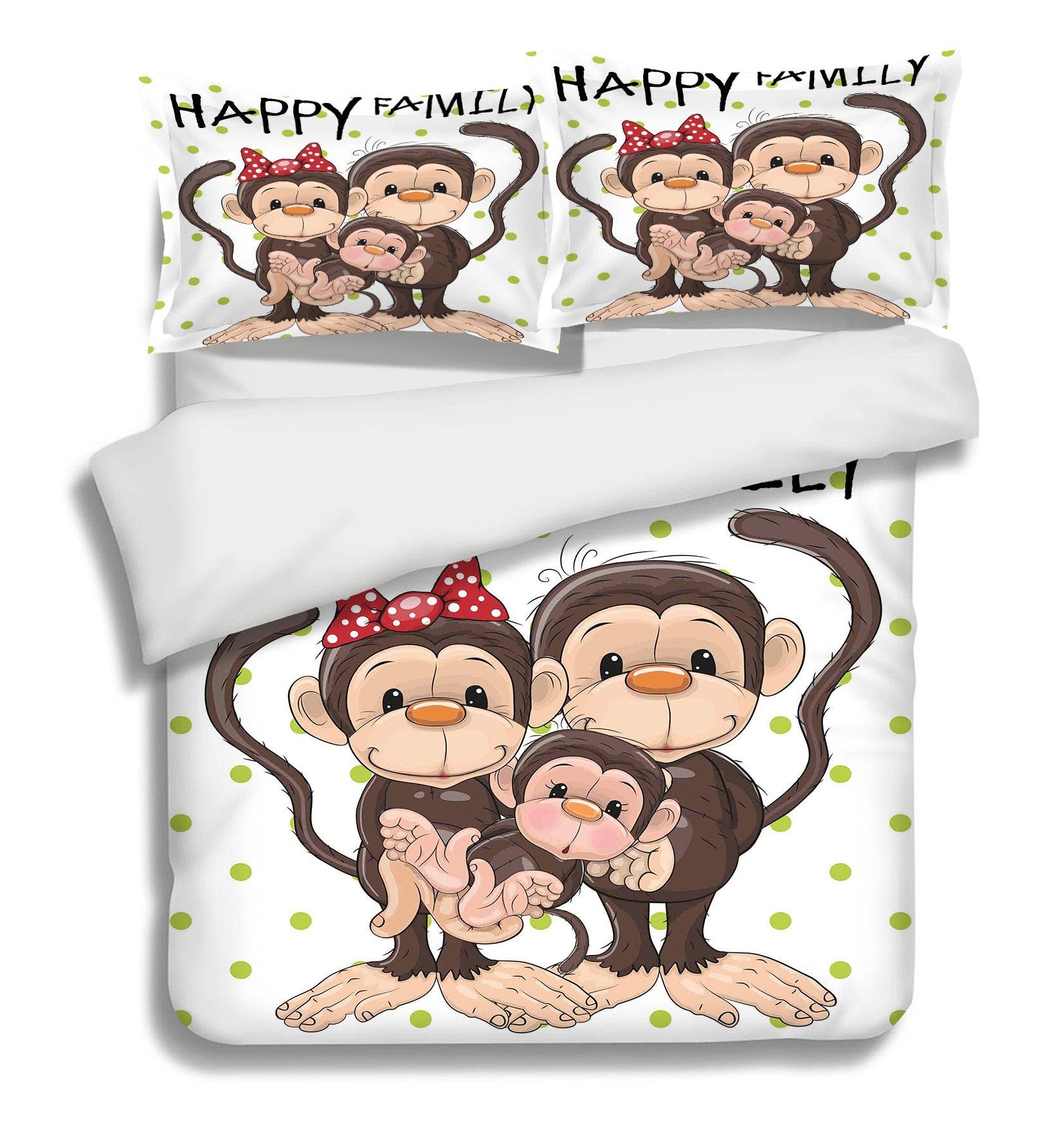 3D Monkey Family 319 Bed Pillowcases Quilt Wallpaper AJ Wallpaper