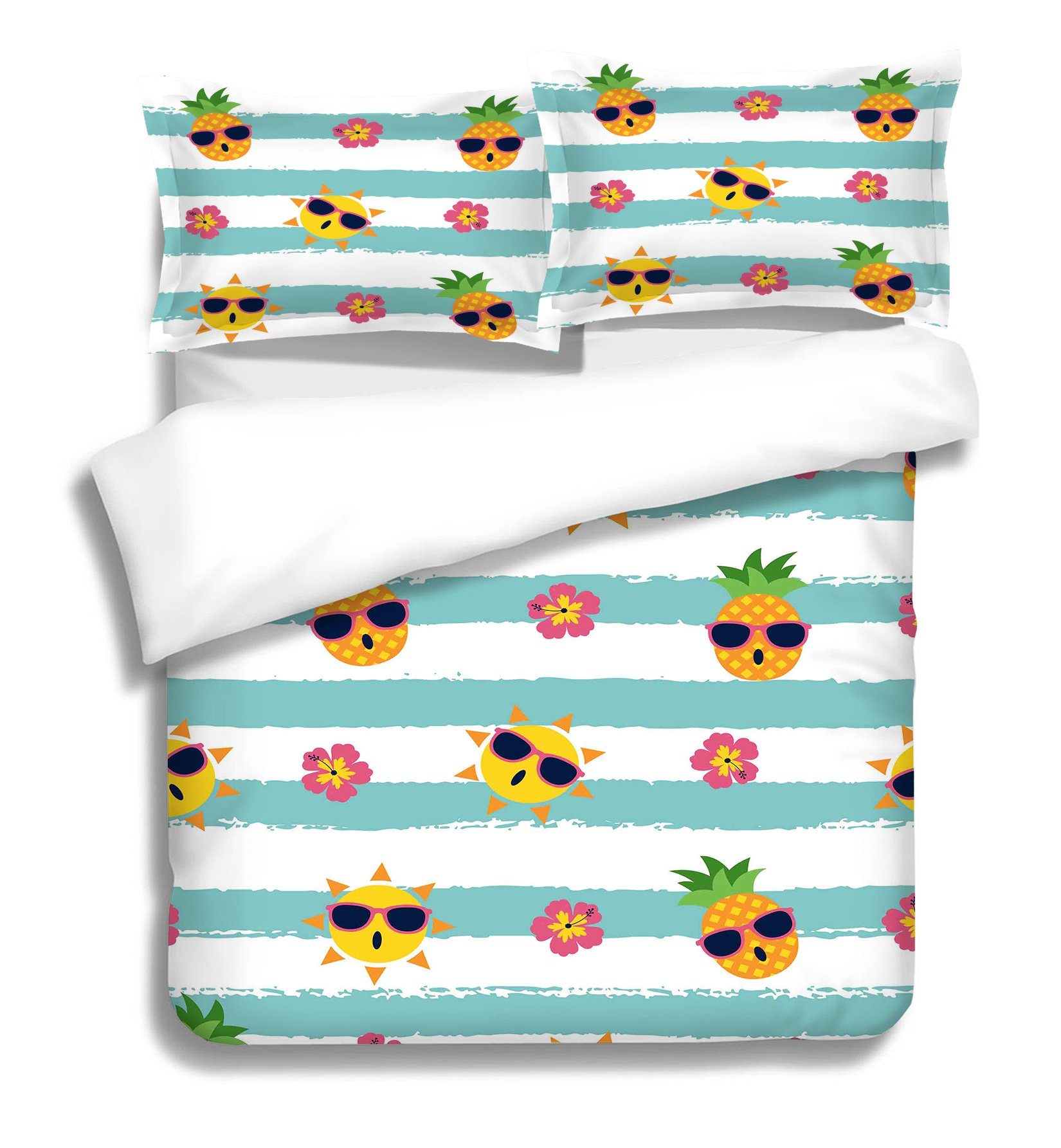 3D Cartoon Pineapples 002 Bed Pillowcases Quilt Wallpaper AJ Wallpaper