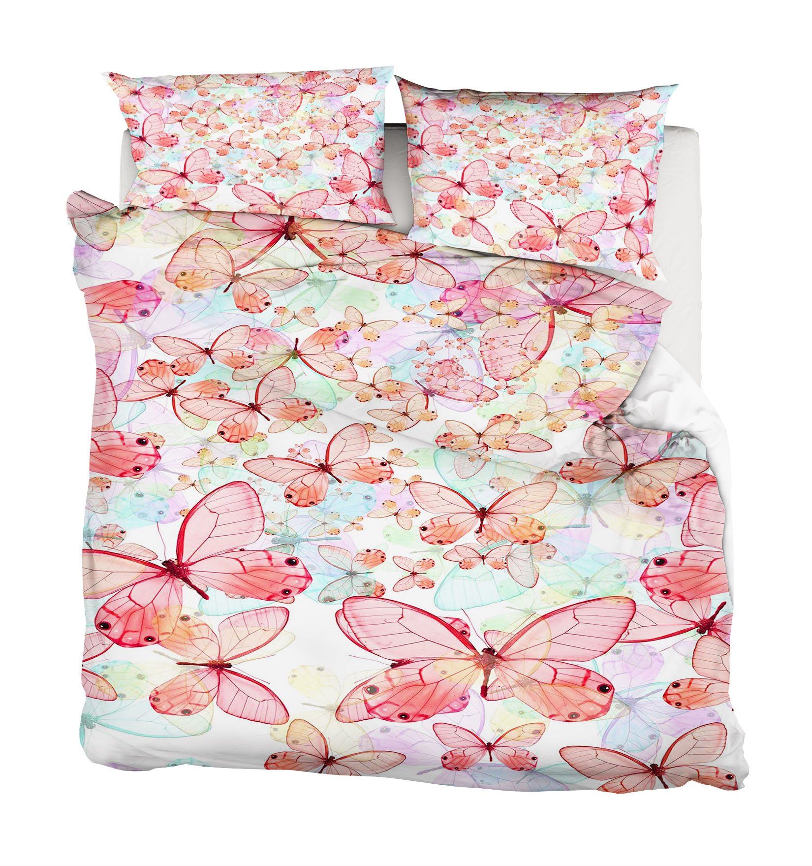 3D Pink Butterfly 009 Bed Pillowcases Quilt Wallpaper AJ Wallpaper