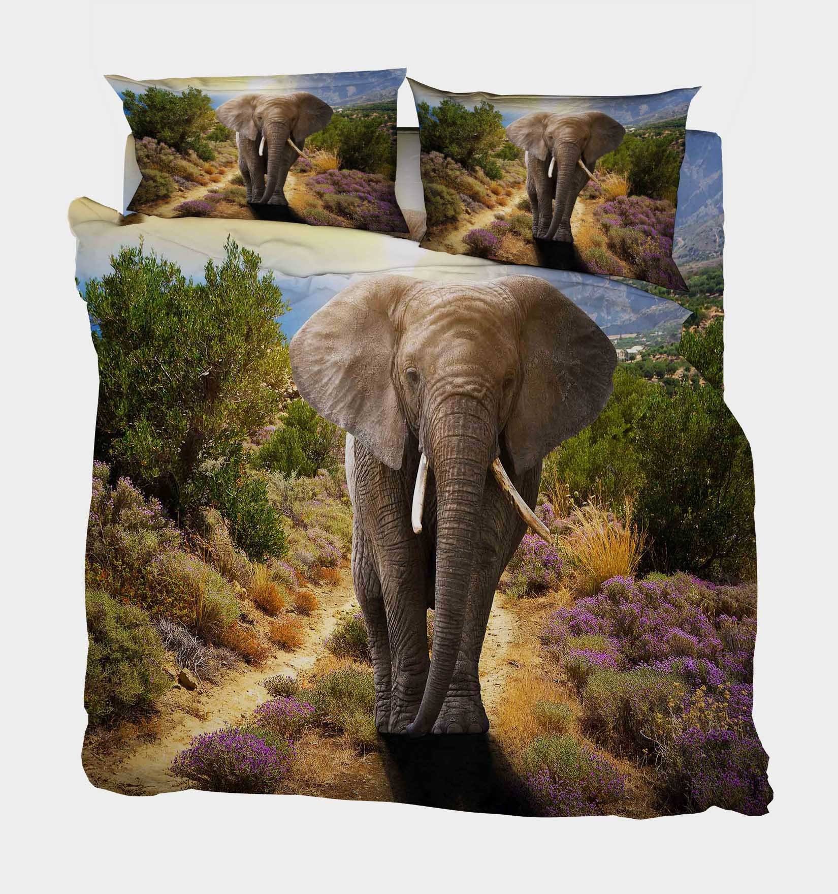 3D Elephant Road 125 Bed Pillowcases Quilt Wallpaper AJ Wallpaper
