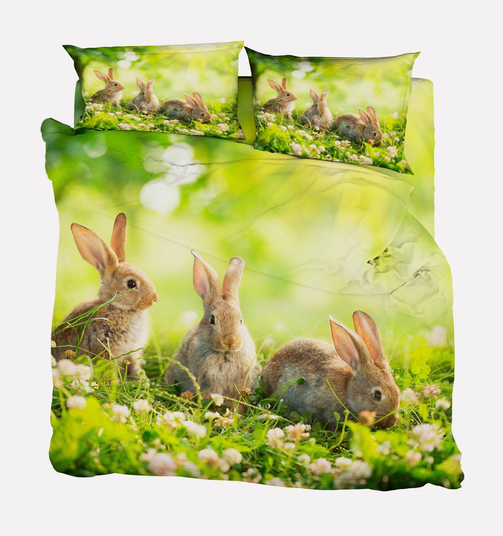 3D Grassland Rabbits 124 Bed Pillowcases Quilt Wallpaper AJ Wallpaper