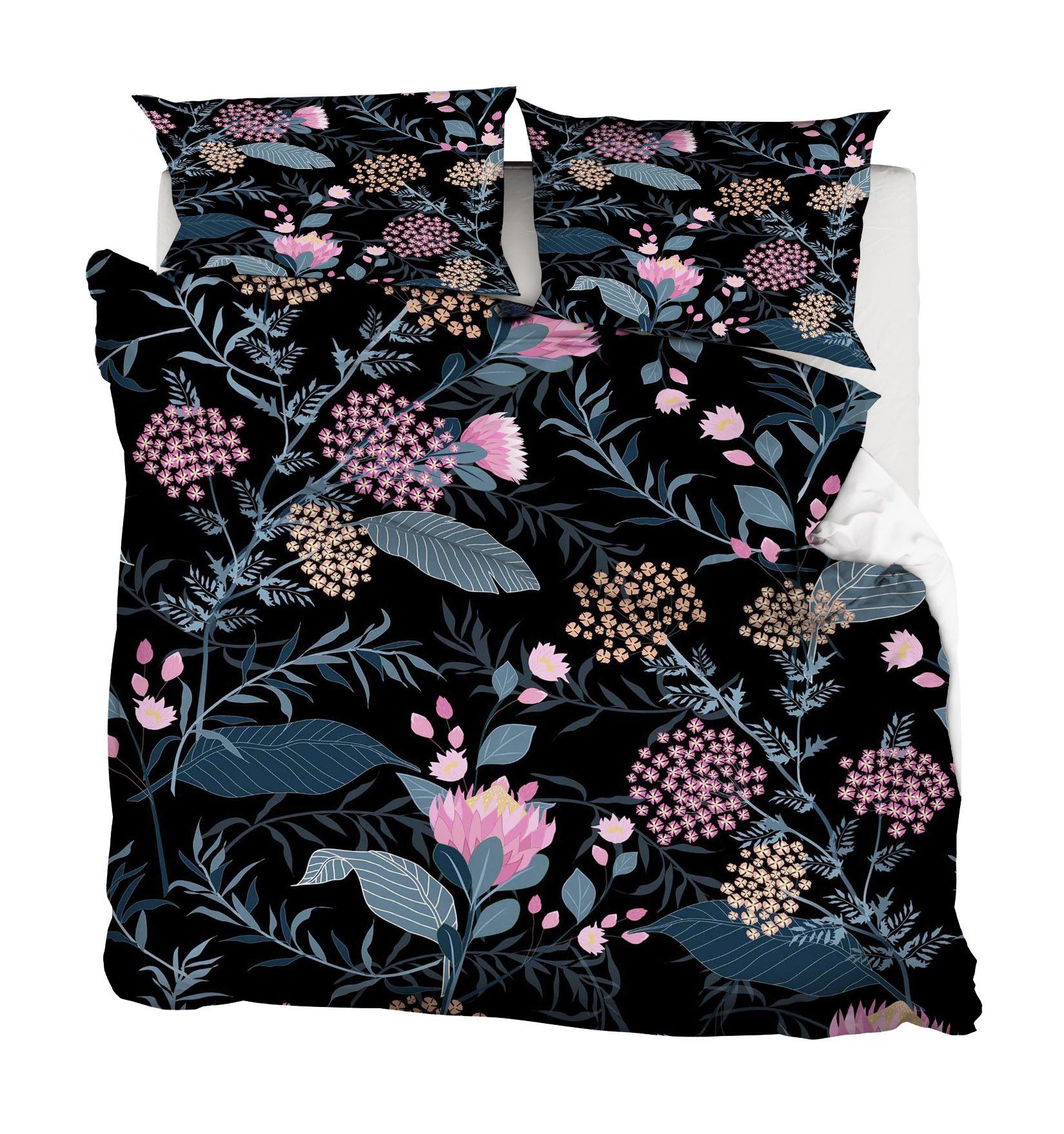3D Black Flowers 070 Bed Pillowcases Quilt Wallpaper AJ Wallpaper