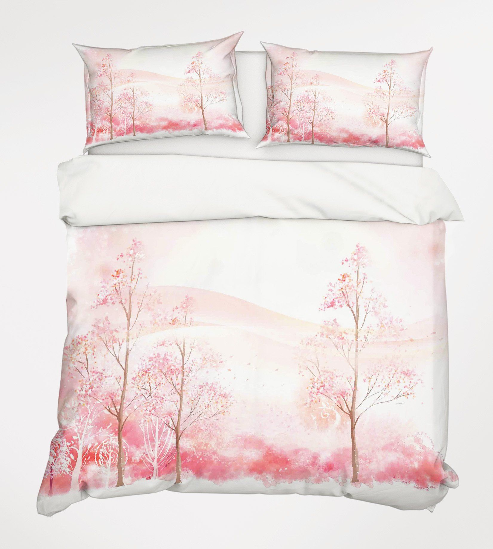 3D Pretty Pink Trees 132 Bed Pillowcases Quilt Wallpaper AJ Wallpaper