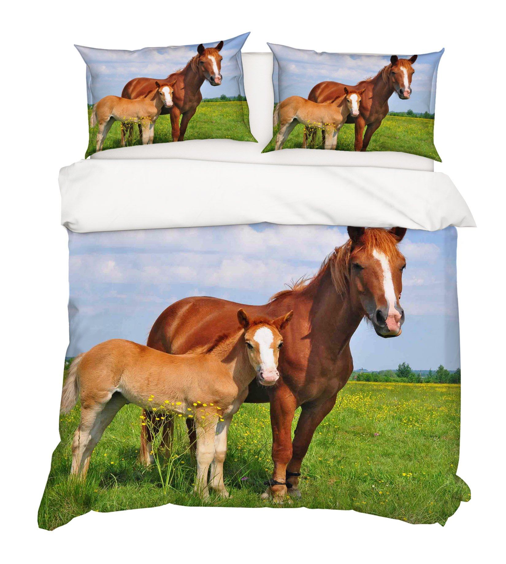 3D Grassland Horse 153 Bed Pillowcases Quilt Wallpaper AJ Wallpaper