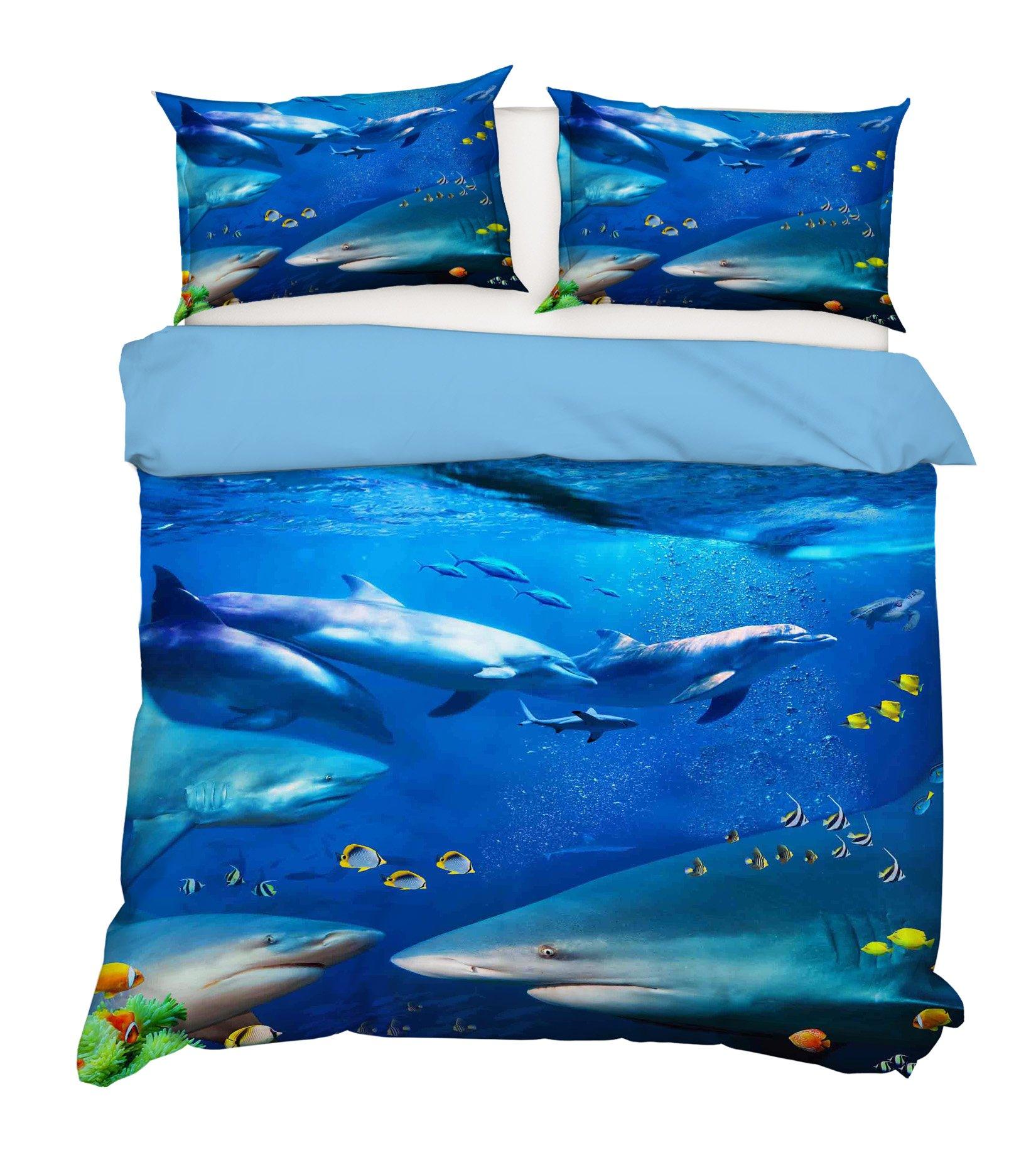 3D Shark Dolphins 217 Bed Pillowcases Quilt Wallpaper AJ Wallpaper