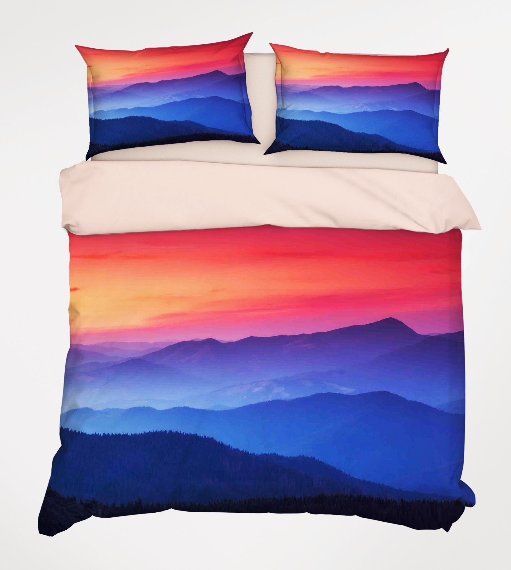 3D Mountains Sunset Sky 213 Bed Pillowcases Quilt Wallpaper AJ Wallpaper