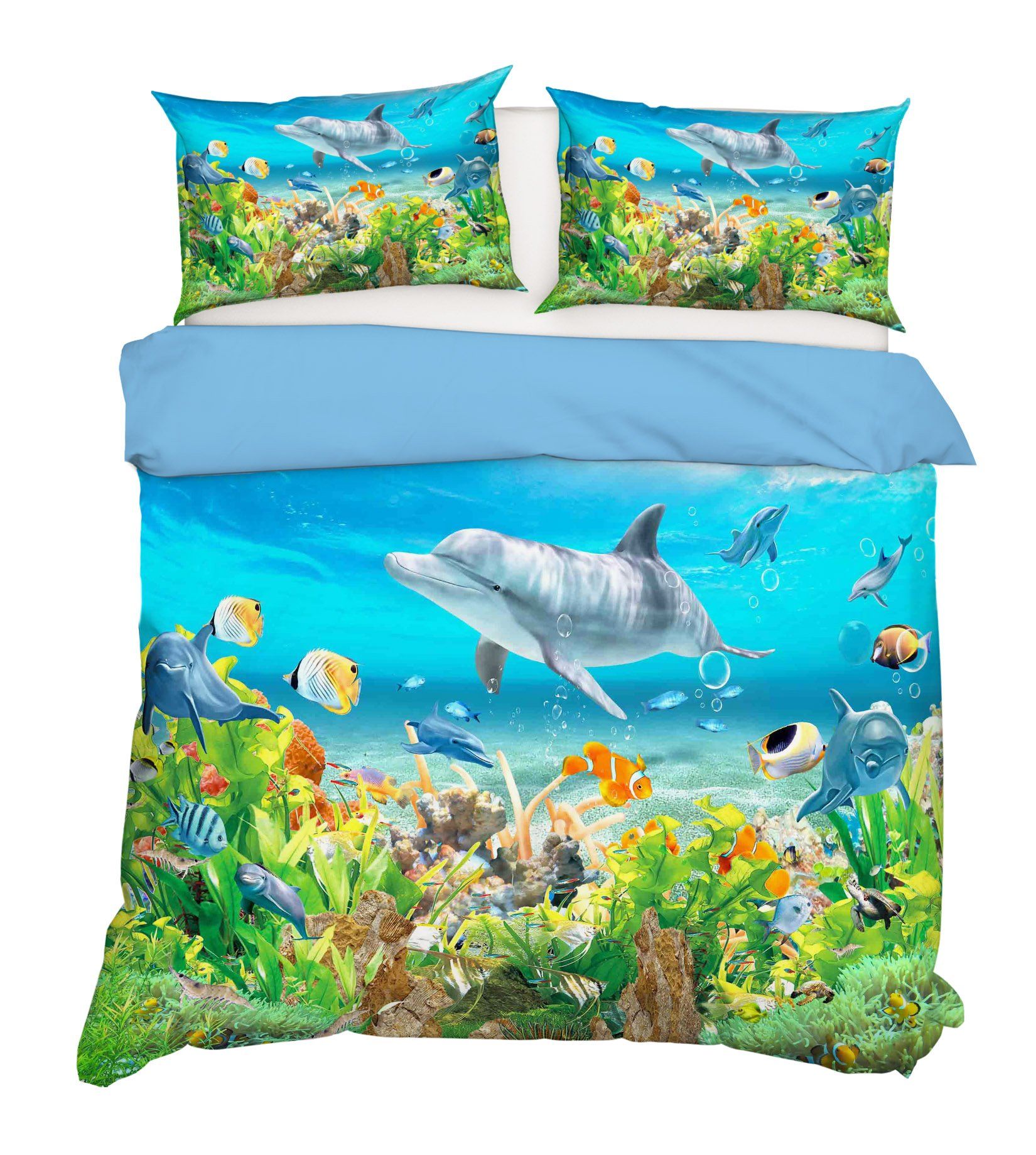3D Dolphin Seaweed 205 Bed Pillowcases Quilt Wallpaper AJ Wallpaper