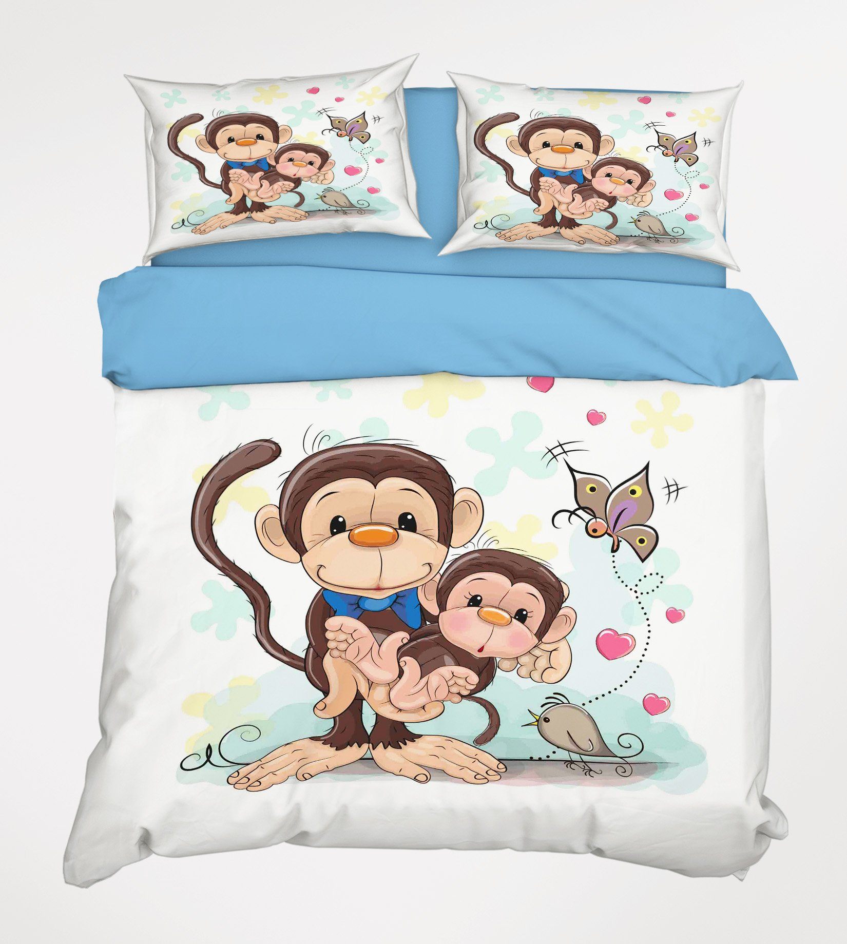 3D Two Monkeys 079 Bed Pillowcases Quilt Wallpaper AJ Wallpaper