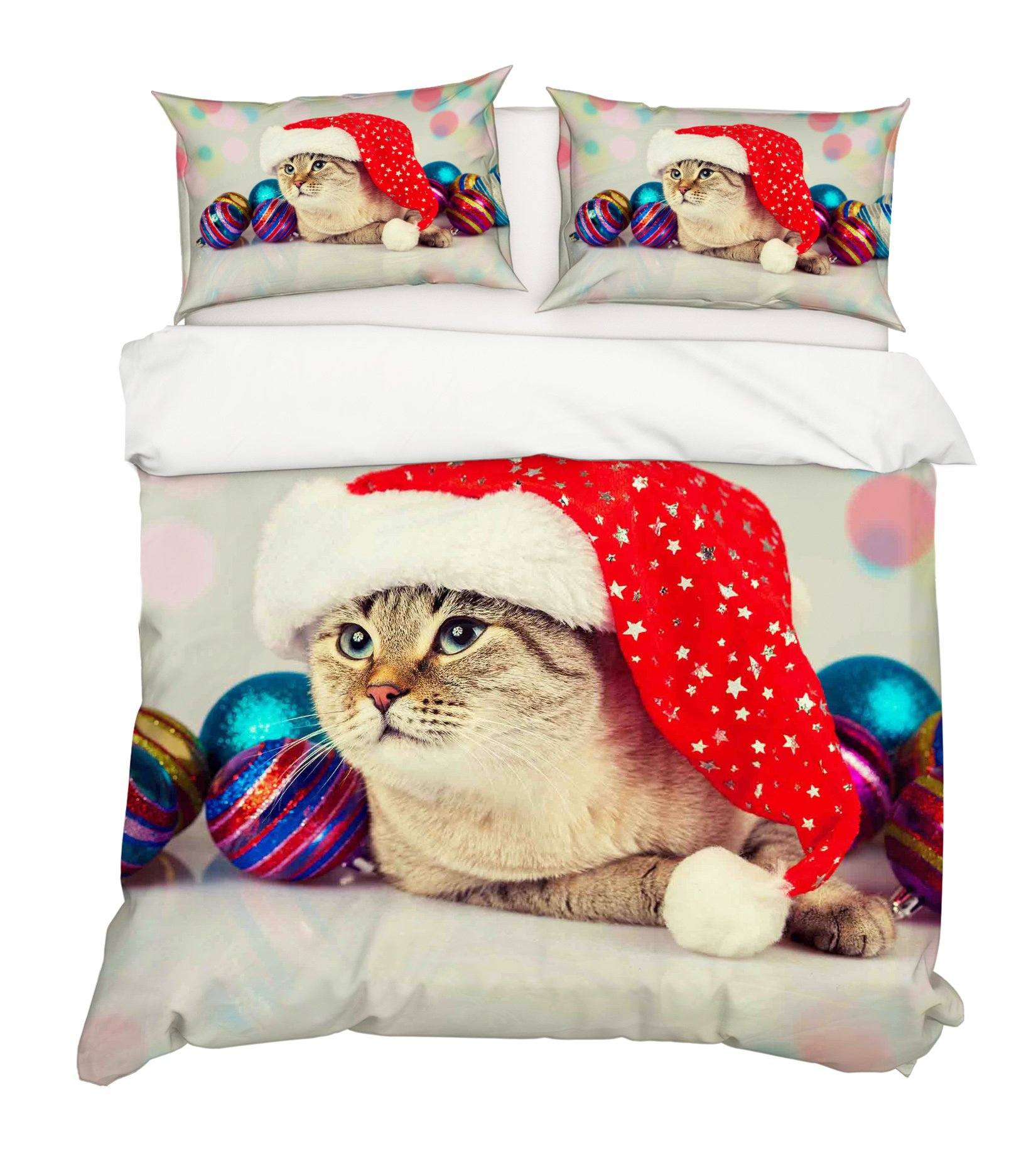 3D Christmas Hat Cat 152 Bed Pillowcases Quilt Wallpaper AJ Wallpaper