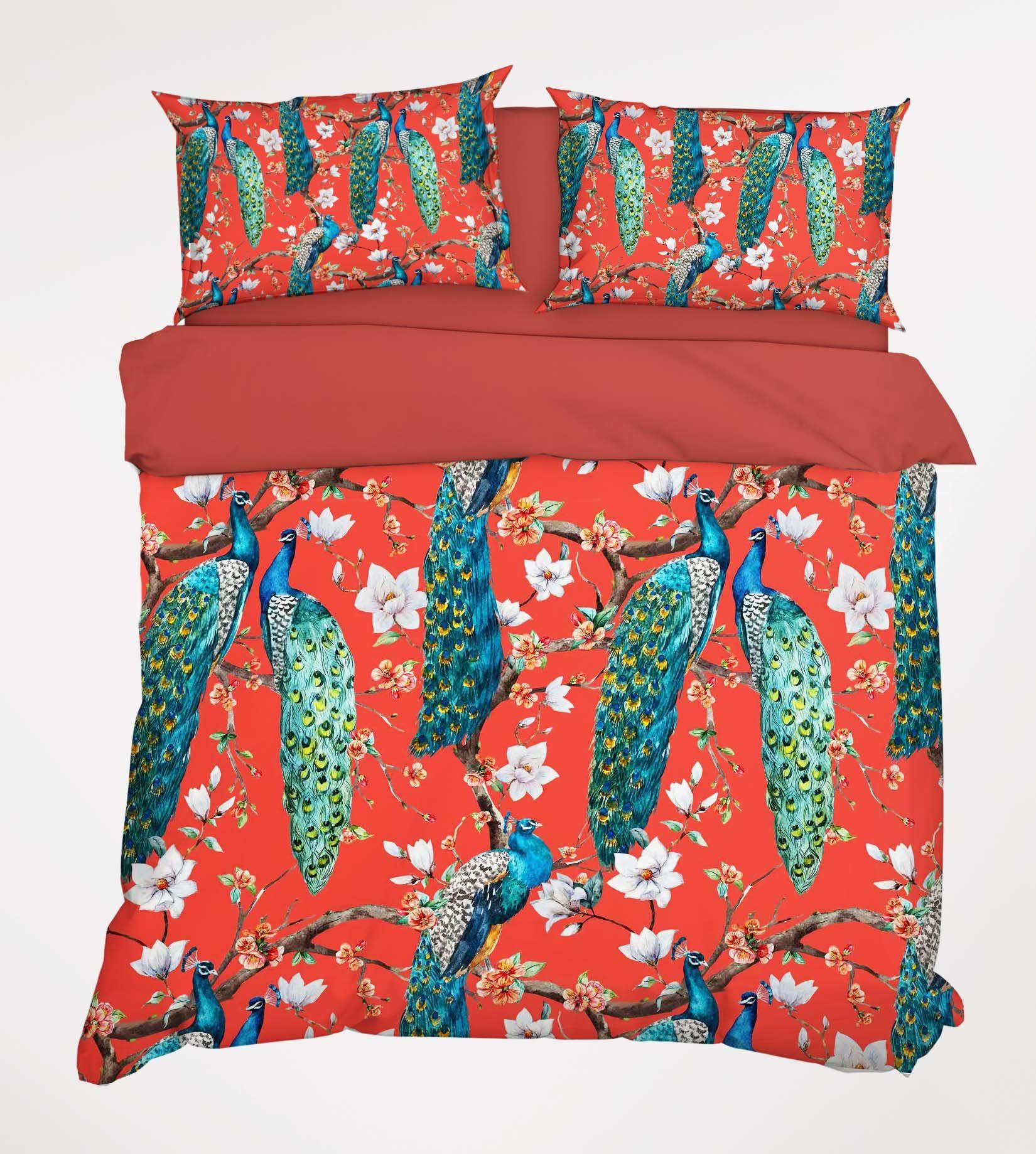 3D Flowers Trees Peacocks 182 Bed Pillowcases Quilt Wallpaper AJ Wallpaper