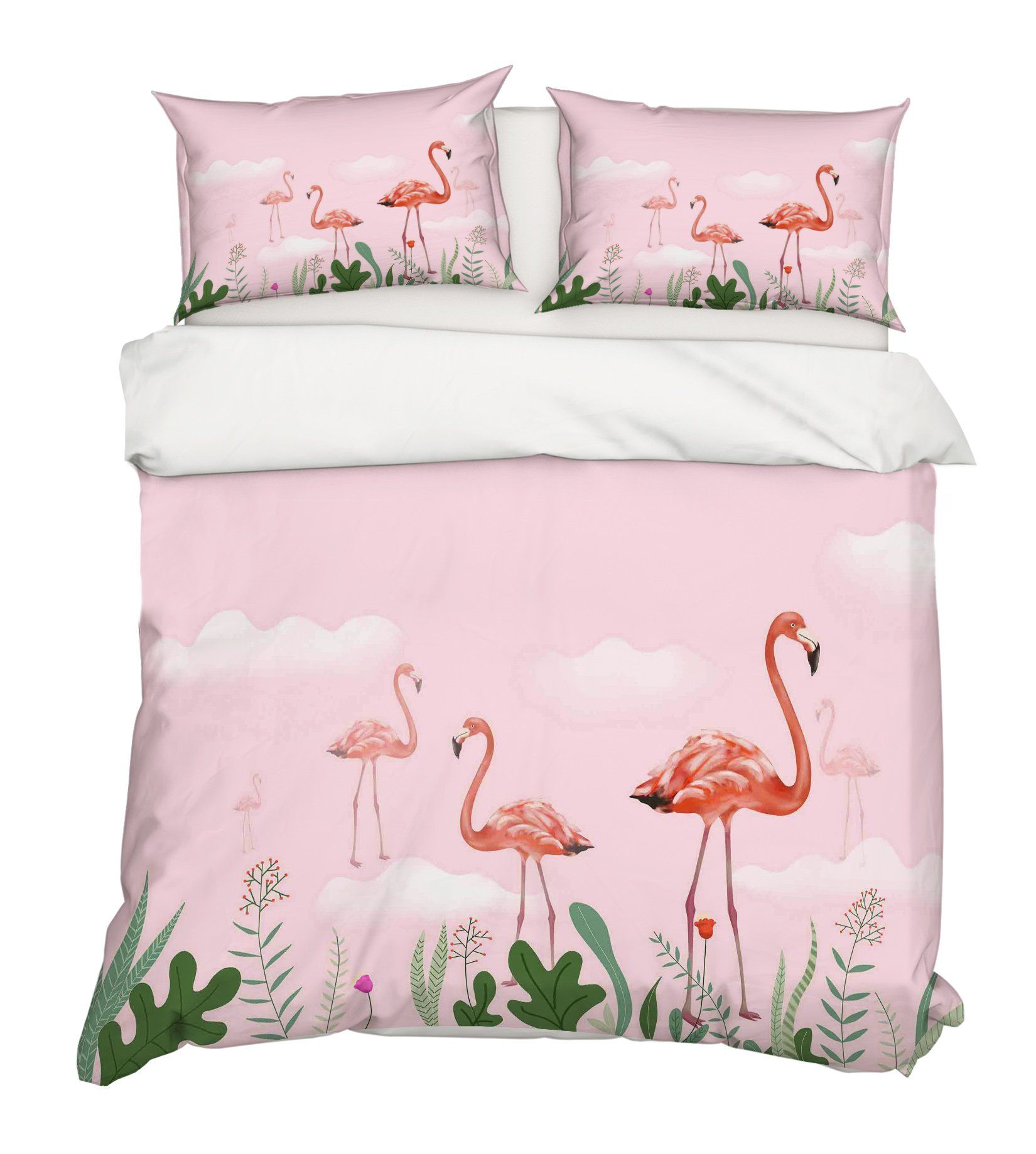 3D Flamingo Leaves 107 Bed Pillowcases Quilt Wallpaper AJ Wallpaper