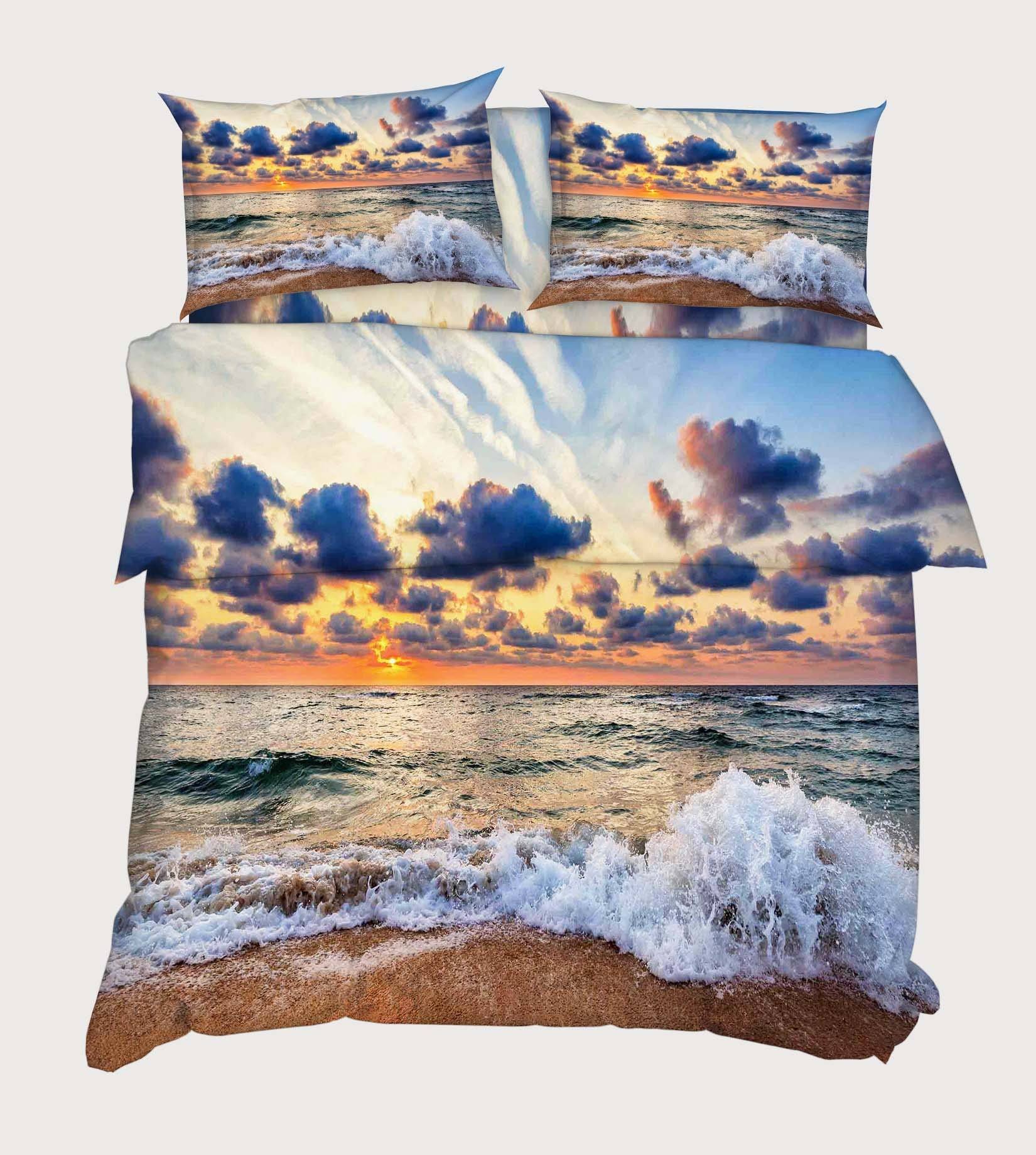 3D Sea Sunset Scenery 18 Bed Pillowcases Quilt Wallpaper AJ Wallpaper