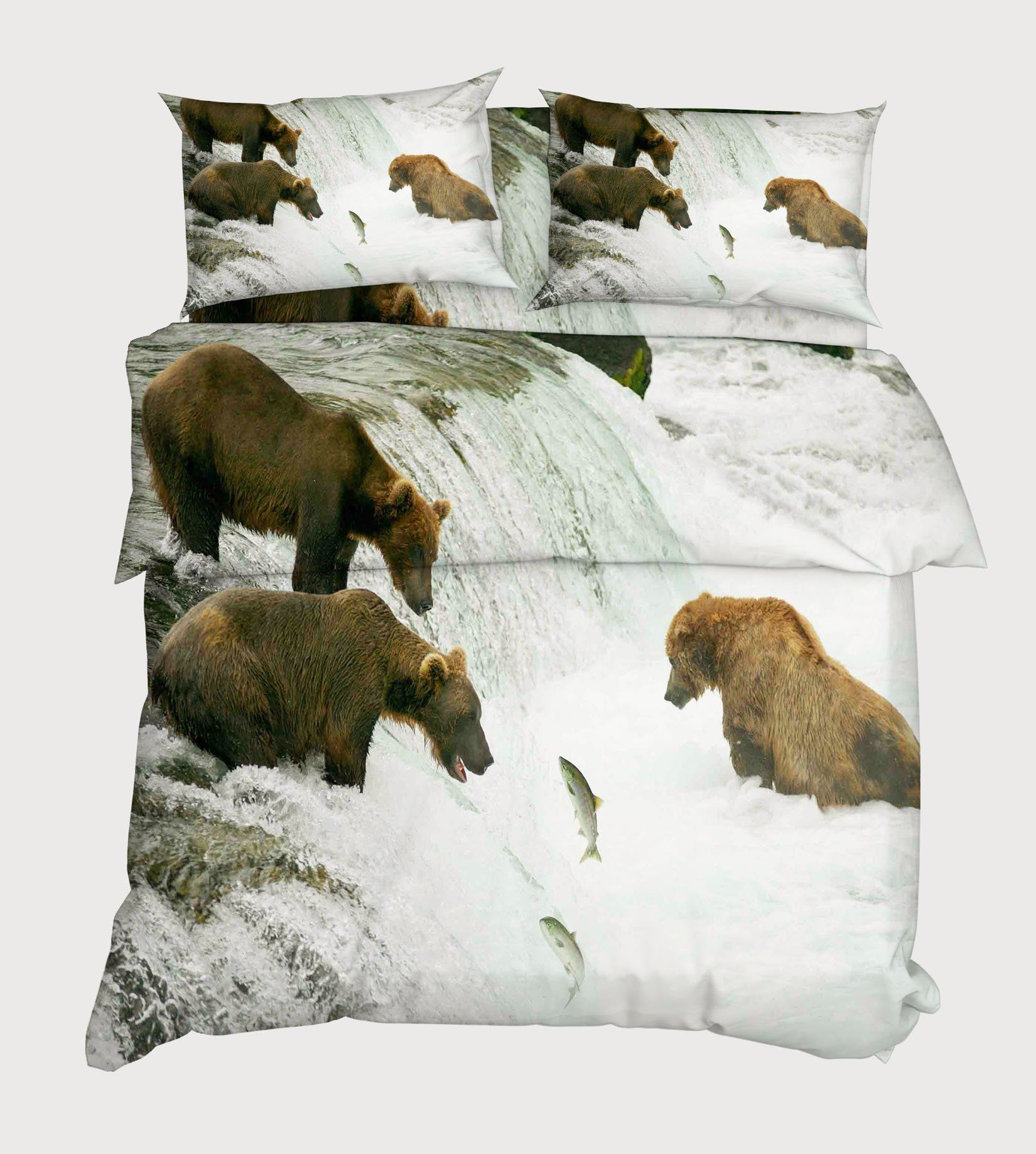 3D River Bears 118 Bed Pillowcases Quilt Wallpaper AJ Wallpaper