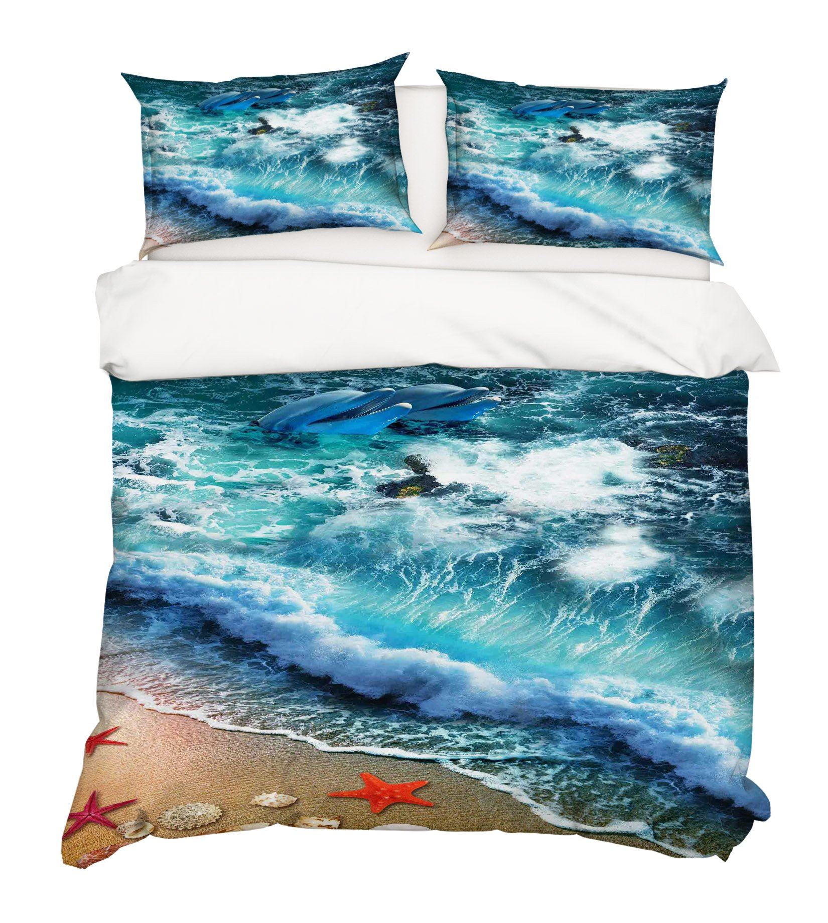 3D Waves Starfish 208 Bed Pillowcases Quilt Wallpaper AJ Wallpaper