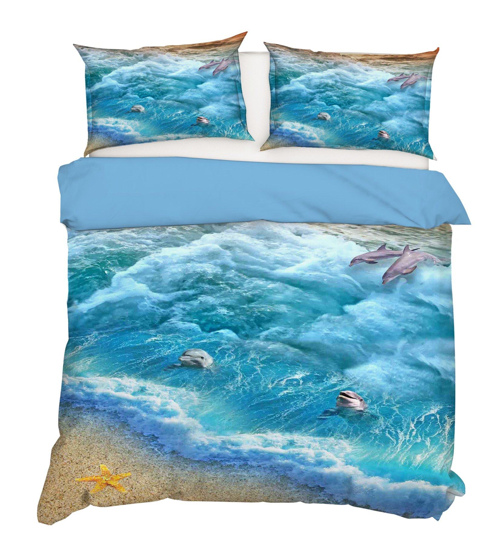 3D Dolphin Starfish 211 Bed Pillowcases Quilt Wallpaper AJ Wallpaper
